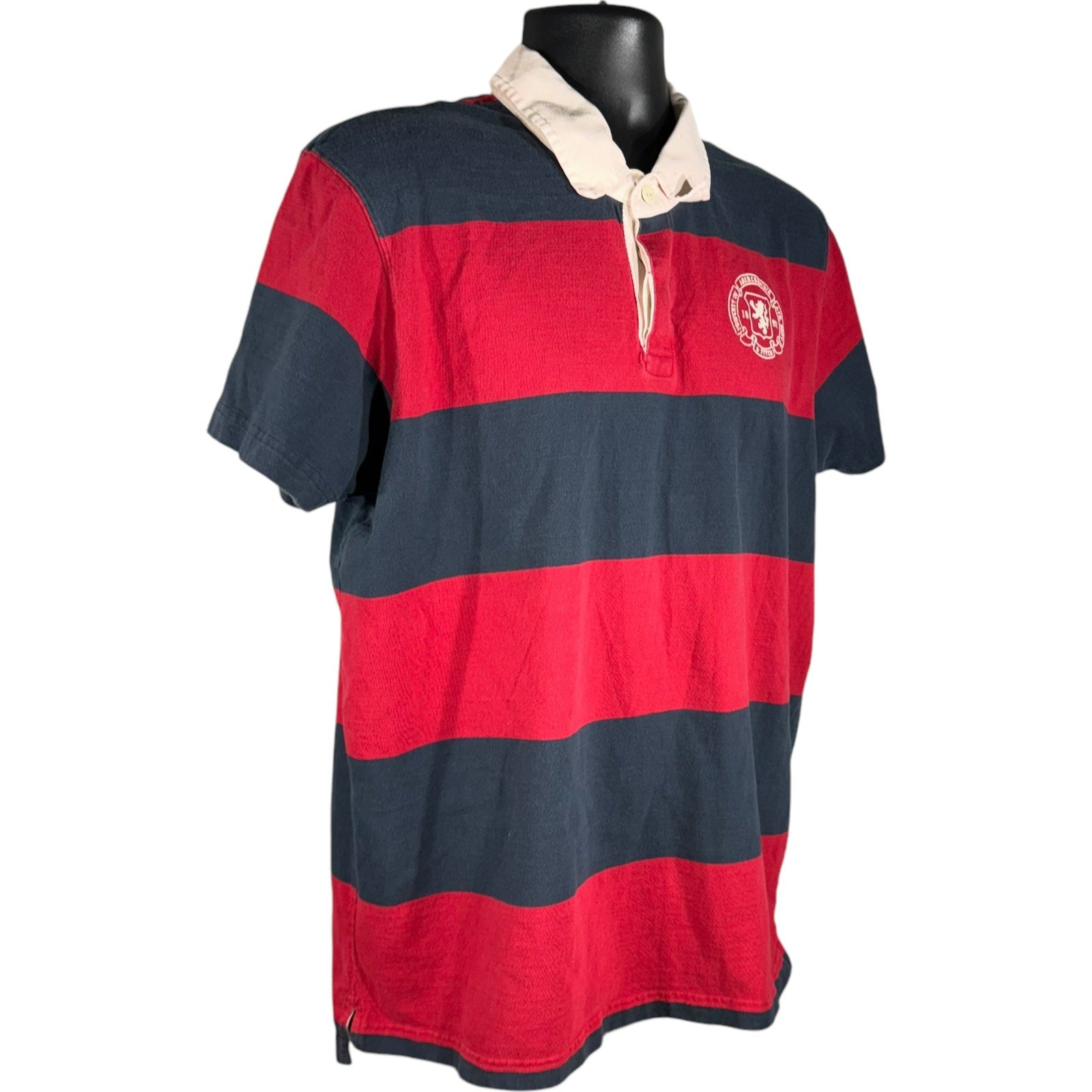 Collection of Abercrombie & Fitch Striped Short Sleeve Rugby in a gallery layout