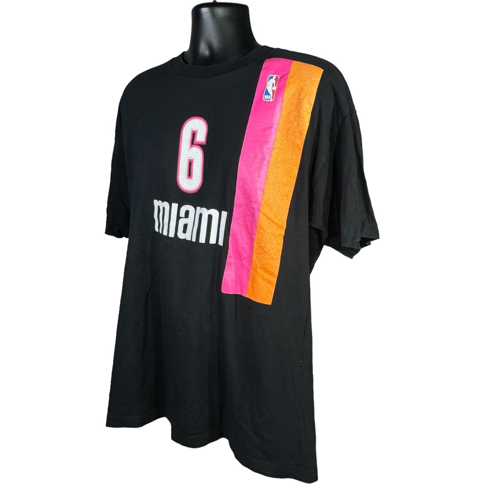 Collection of Vintage NBA Adidas Miami Heat Lebron James 6 Tee in a gallery layout