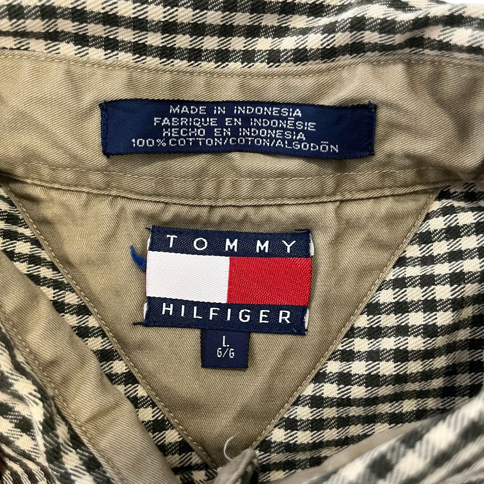 Collection of Tommy Hilfiger Checkered Long Sleeve Button Down in a gallery layout