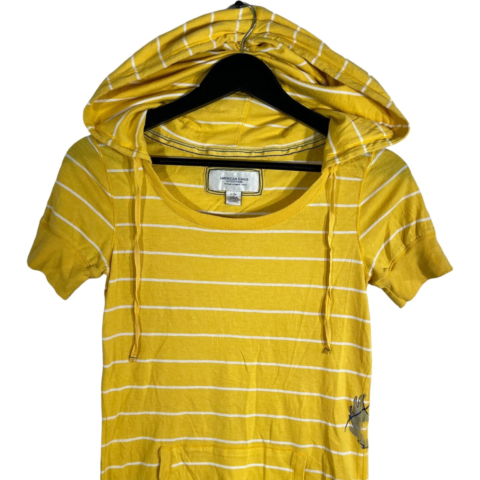 Collection of American Eagle Short Sleeve Hooded Tee in a gallery layout