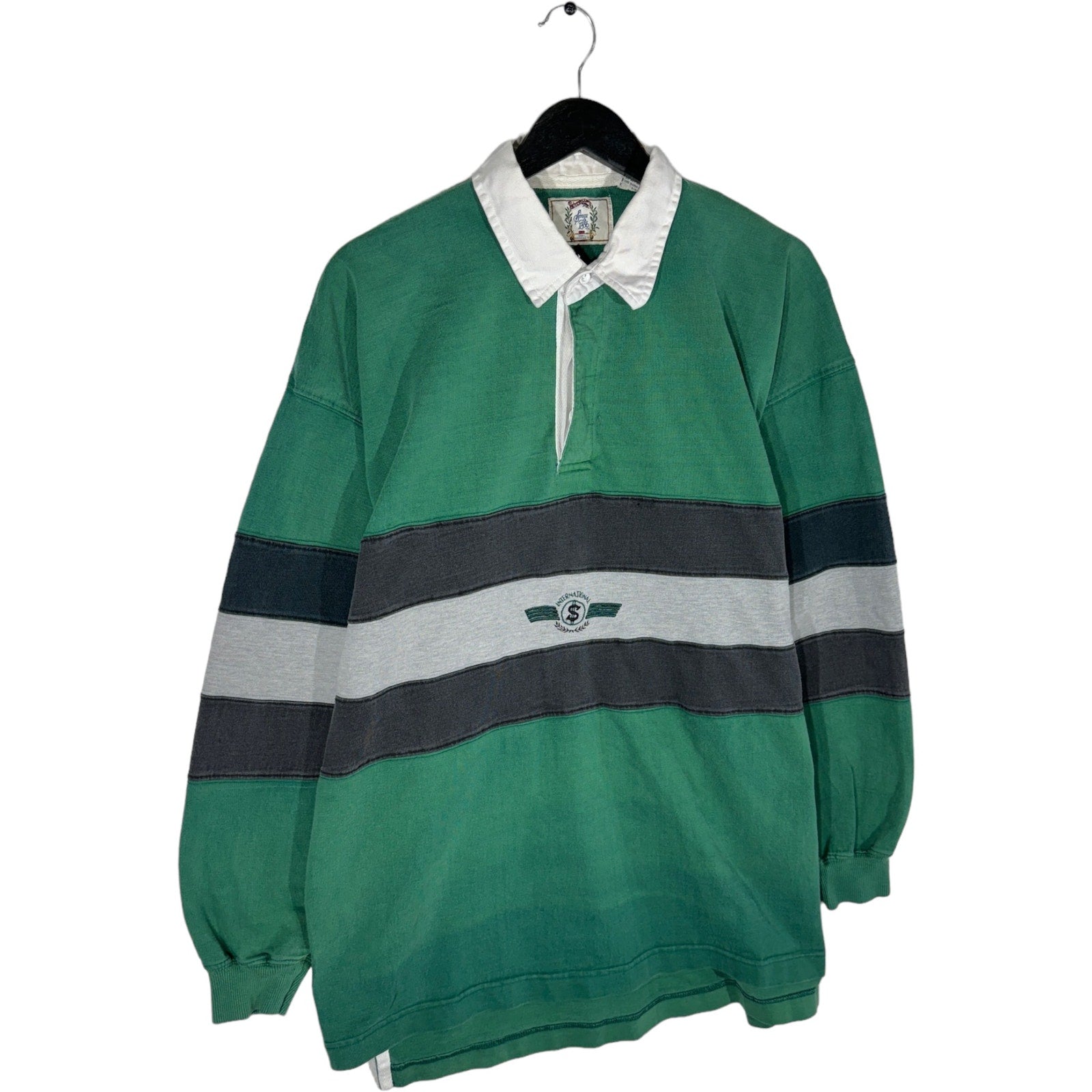 Collection of Vintage International Striped Long Sleeve Polo in a gallery layout