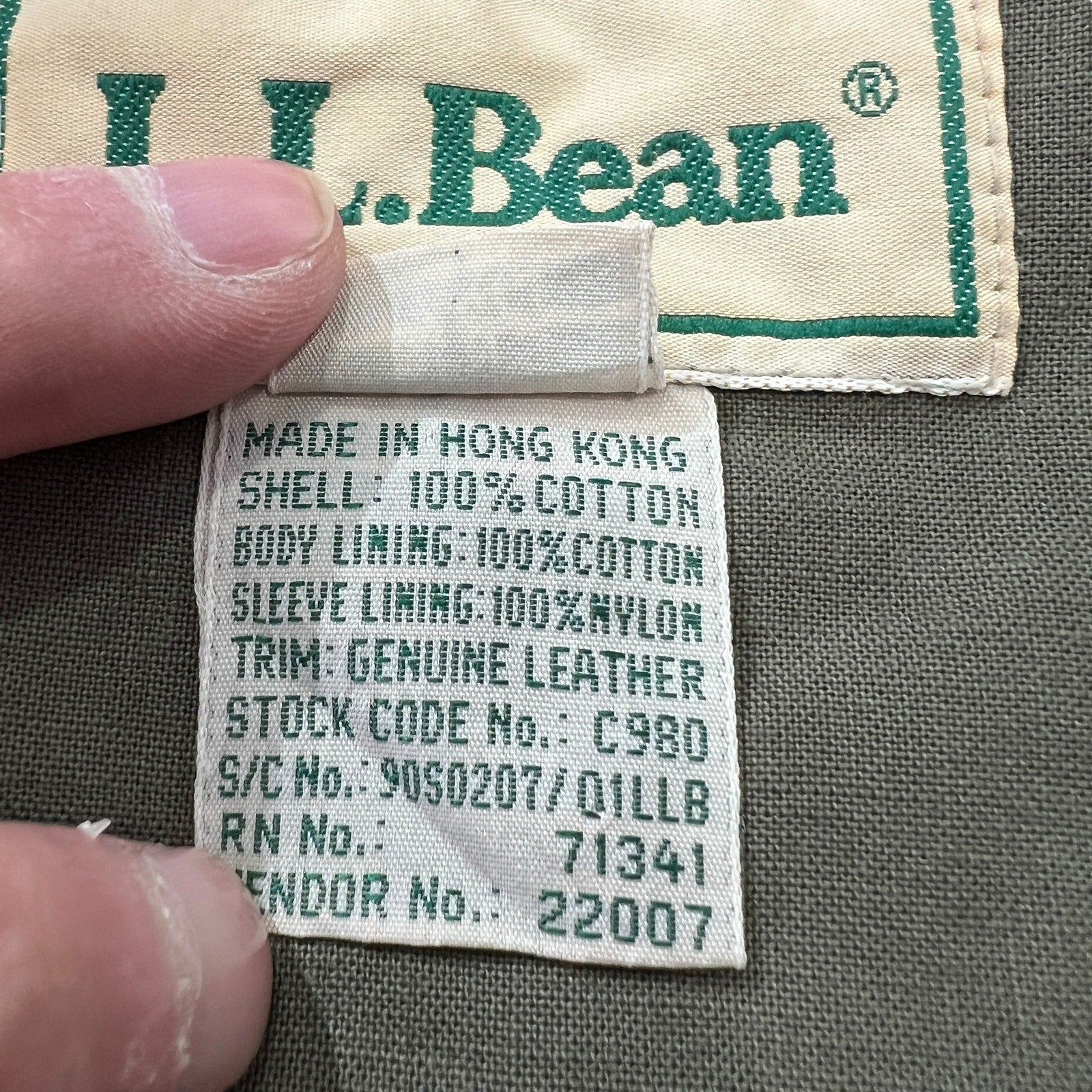 Collection of L.L.Bean Leather Collar Cotton Full Zip Jacket in a gallery layout