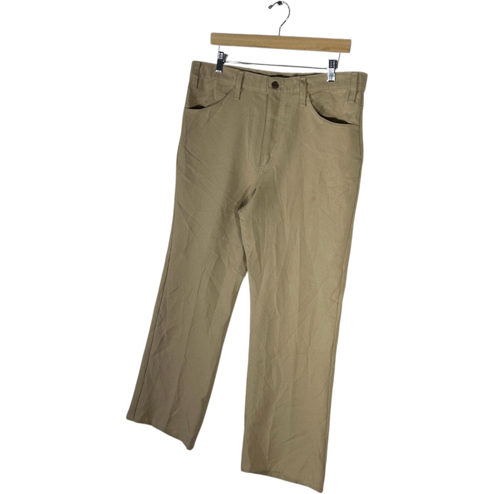Collection of Vintage Levi's 100% Dacron Polyester Straight Leg Pants 35x26 in a gallery layout