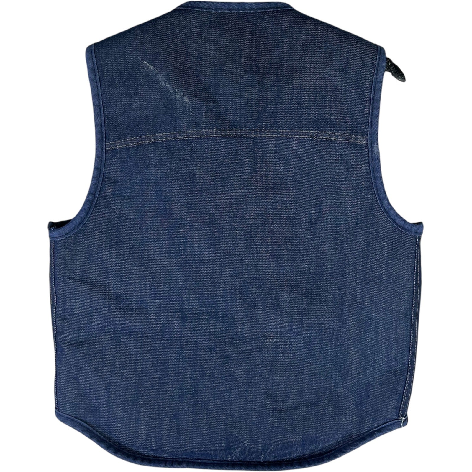 Collection of Denim Sherpa Lined Button Up Vest in a gallery layout