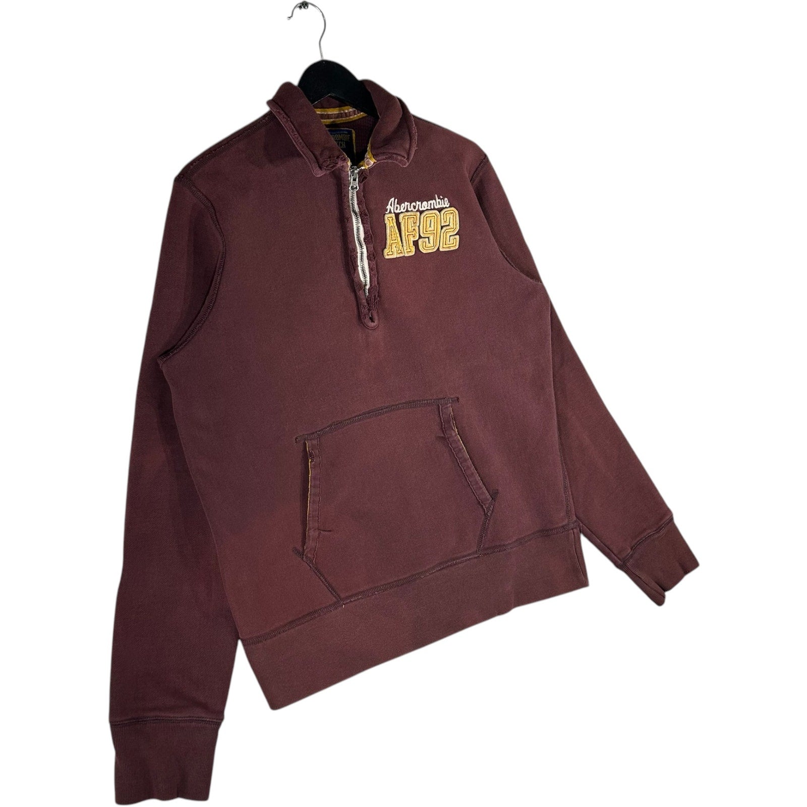 Collection of Abercrombie And Fitch 1/4 Zip Collared Sweatshirt in a gallery layout