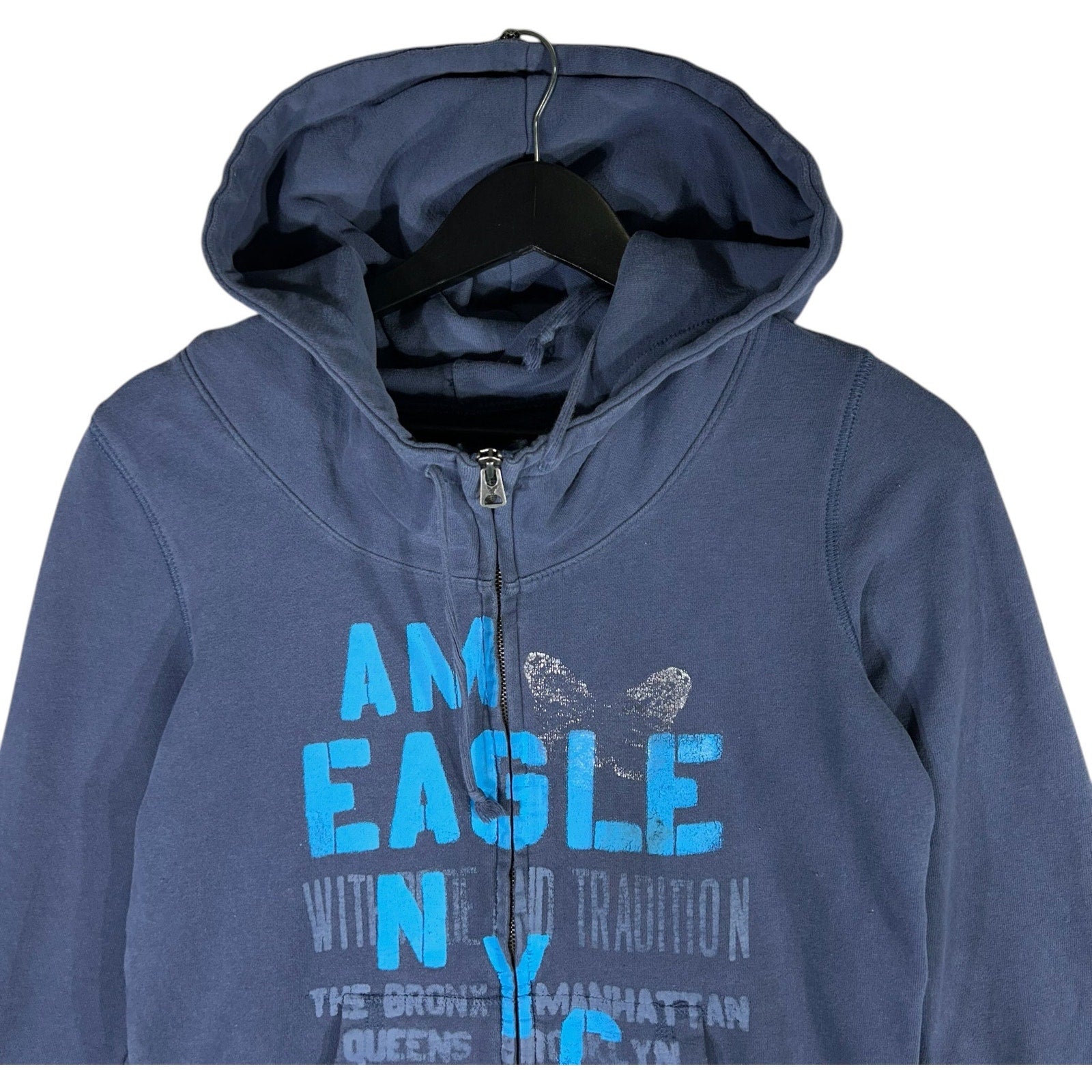 Collection of American Eagle Spellout Full Zip Hoodie in a gallery layout