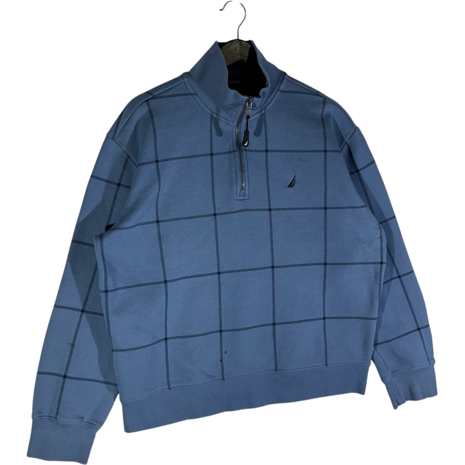 Collection of Nautica Checkered 1/4 Zip Sweatshirt in a gallery layout