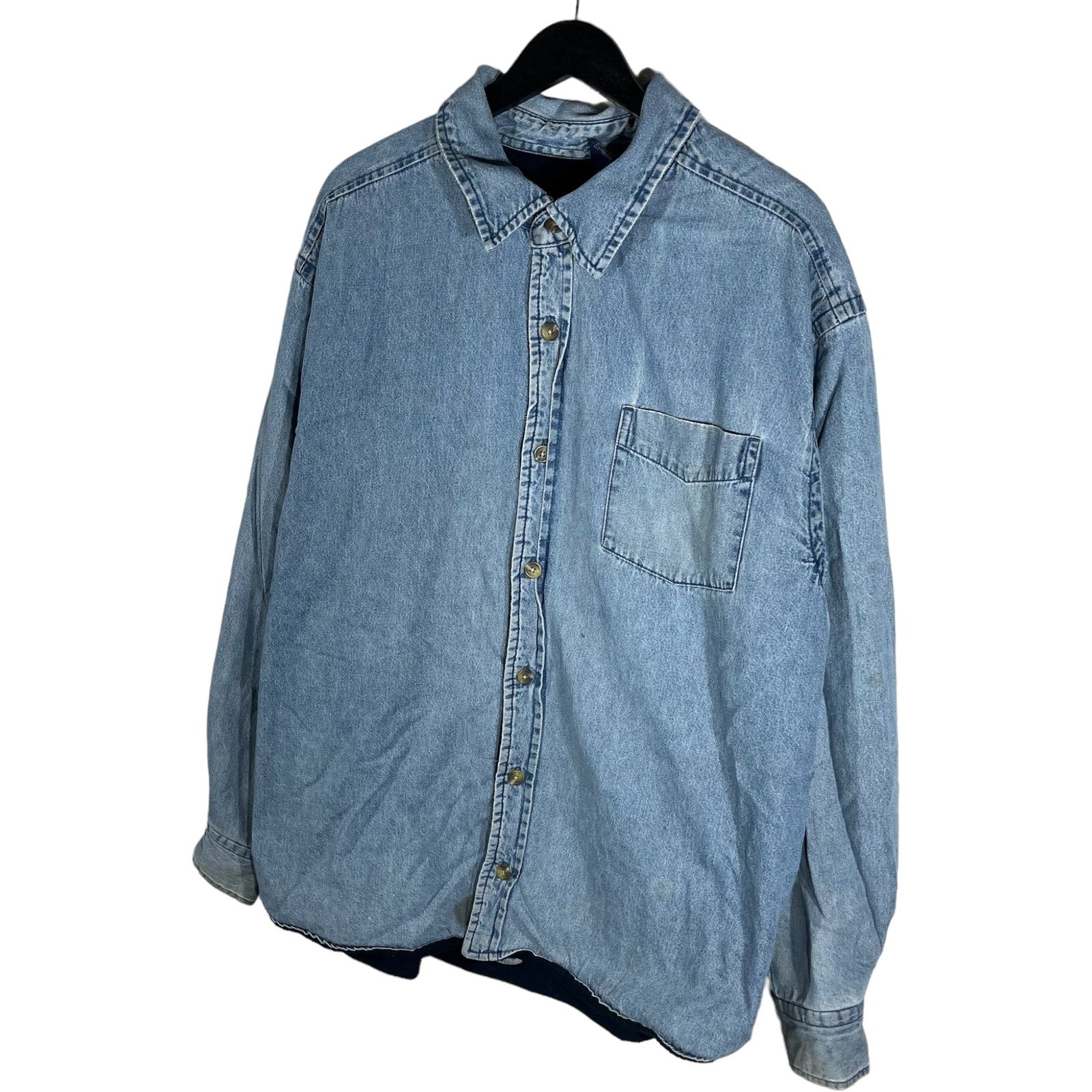 Collection of Basic Editions Fleece Lined Denim Button Down in a gallery layout