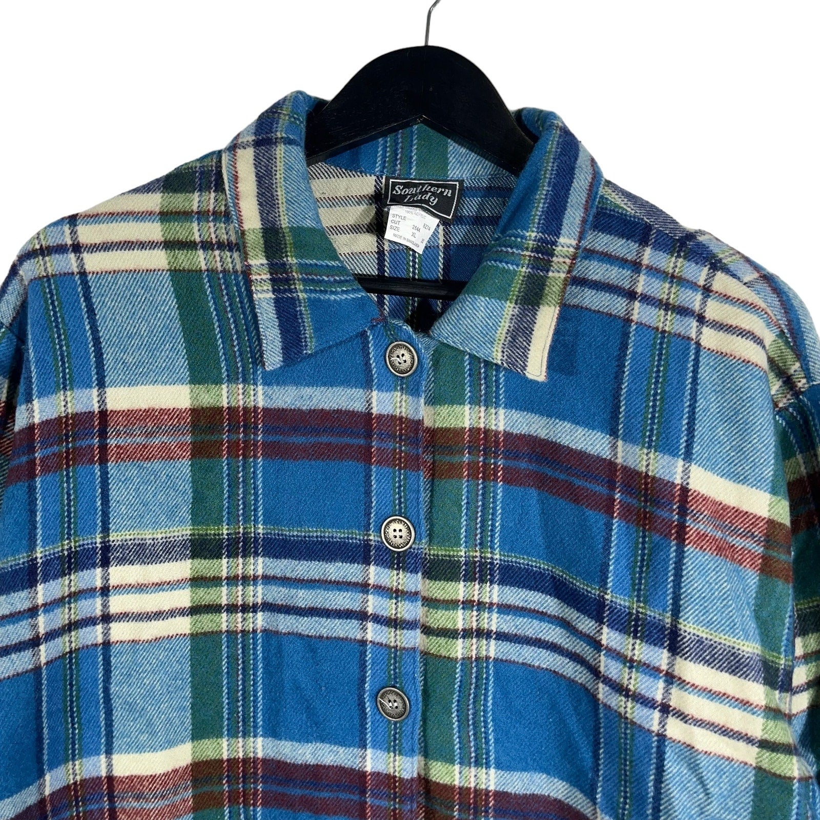 Collection of Southern Lady Plaid Long Sleeve Flannel in a gallery layout