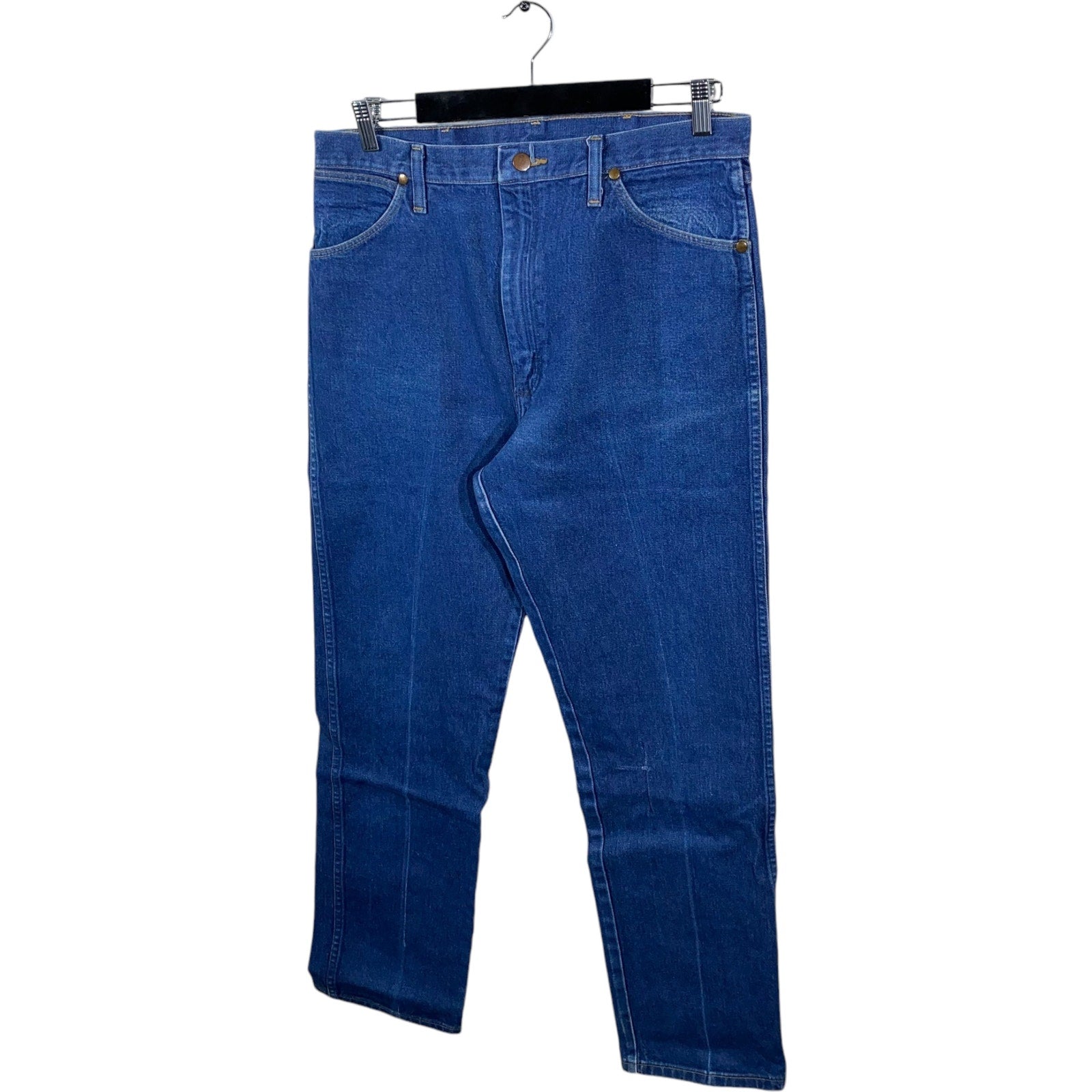 Collection of Wrangler Denim Straight Leg Jeans 35x34 in a gallery layout