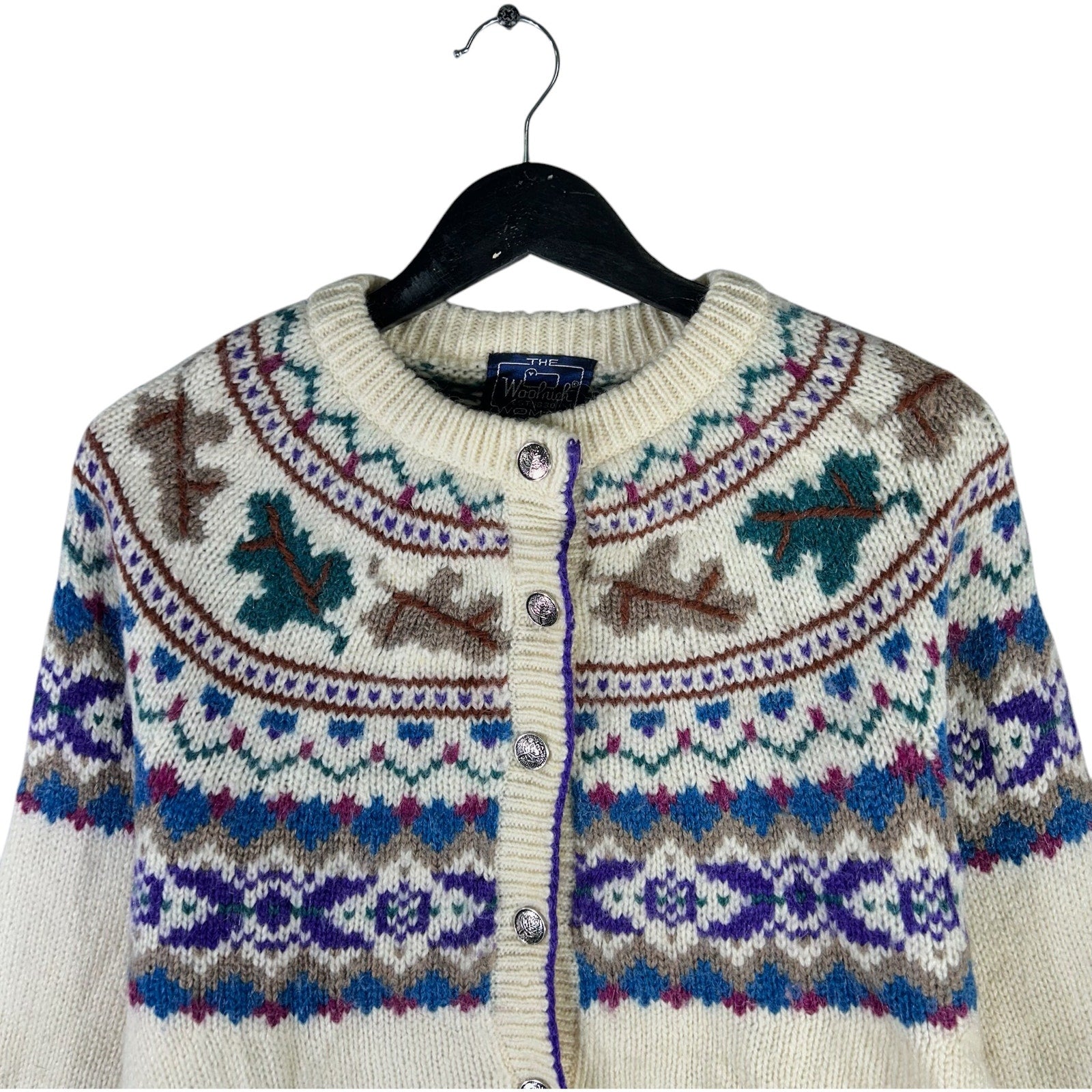 Collection of Vintage Women's Woolrich Button Down Sweater in a gallery layout
