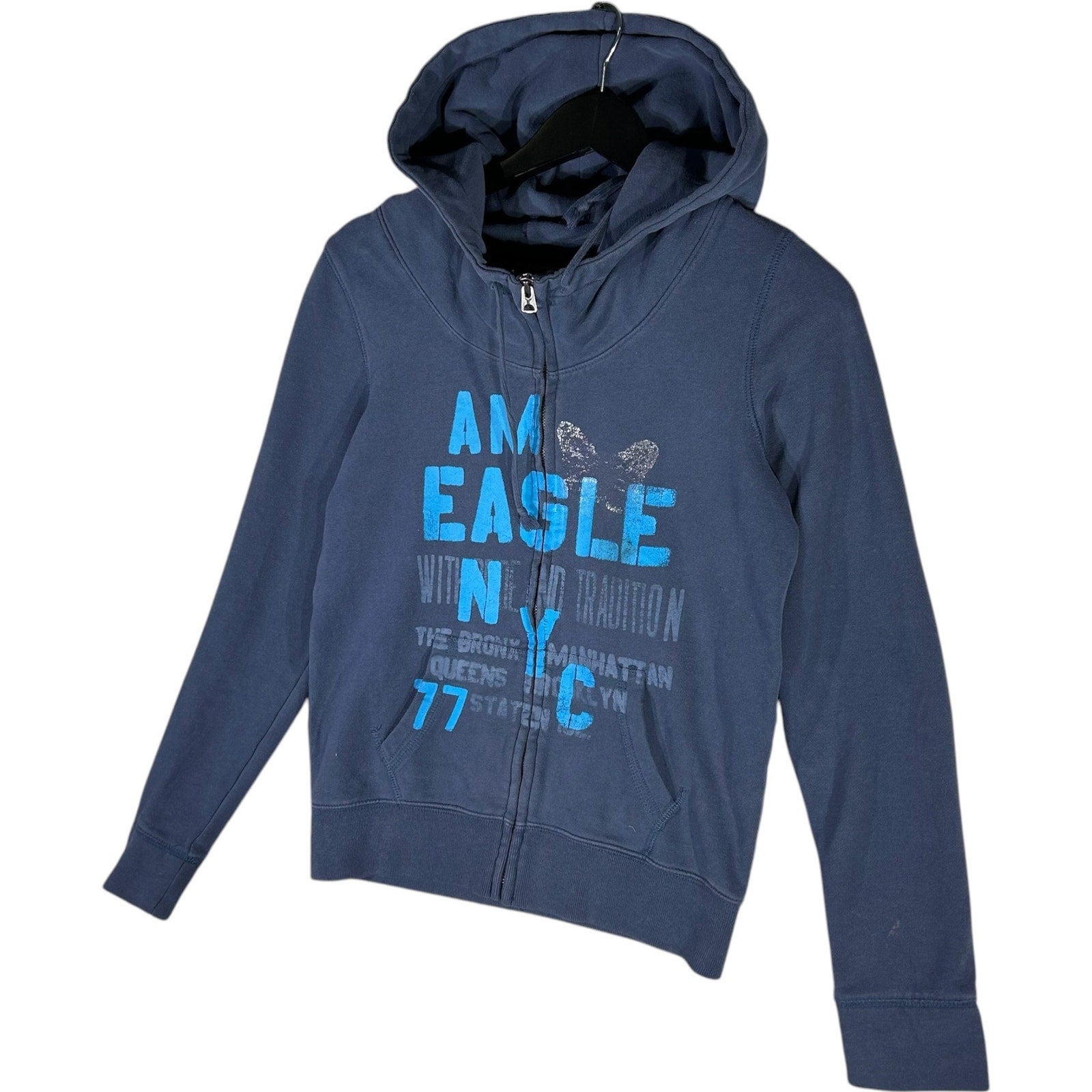 Collection of American Eagle Spellout Full Zip Hoodie in a gallery layout