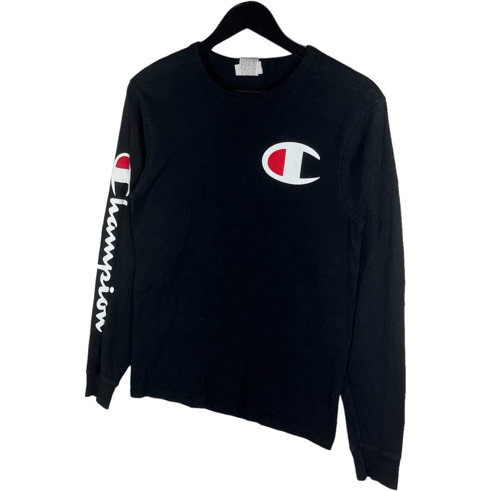 Collection of Champion Chest & Sleeve Logo Long Sleeve Shirt in a gallery layout