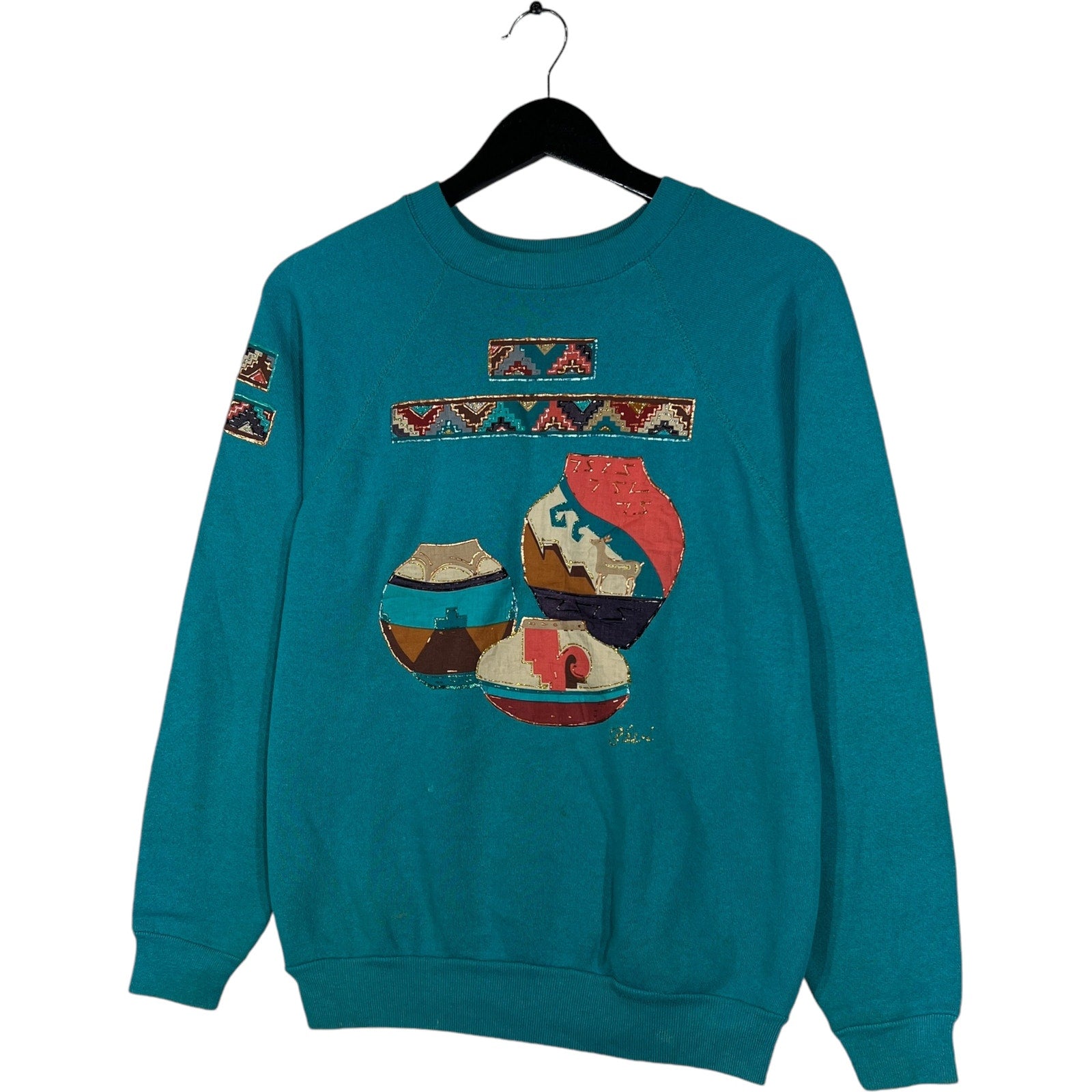 Collection of Vintage Embroidered Pottery Crewneck in a gallery layout