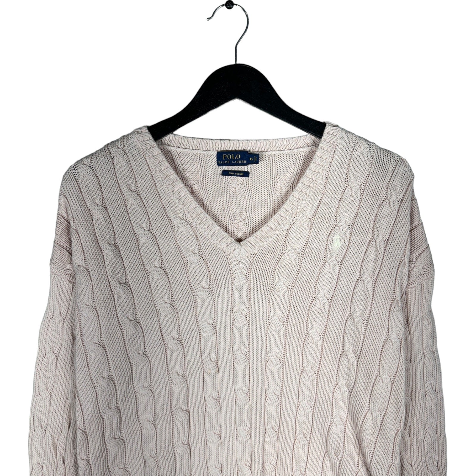 Collection of Polo Ralph Lauren Pullover V-Neck Cable Knit Sweater in a gallery layout