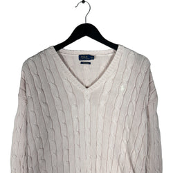 Collection of Polo Ralph Lauren Pullover V-Neck Cable Knit Sweater in a gallery layout