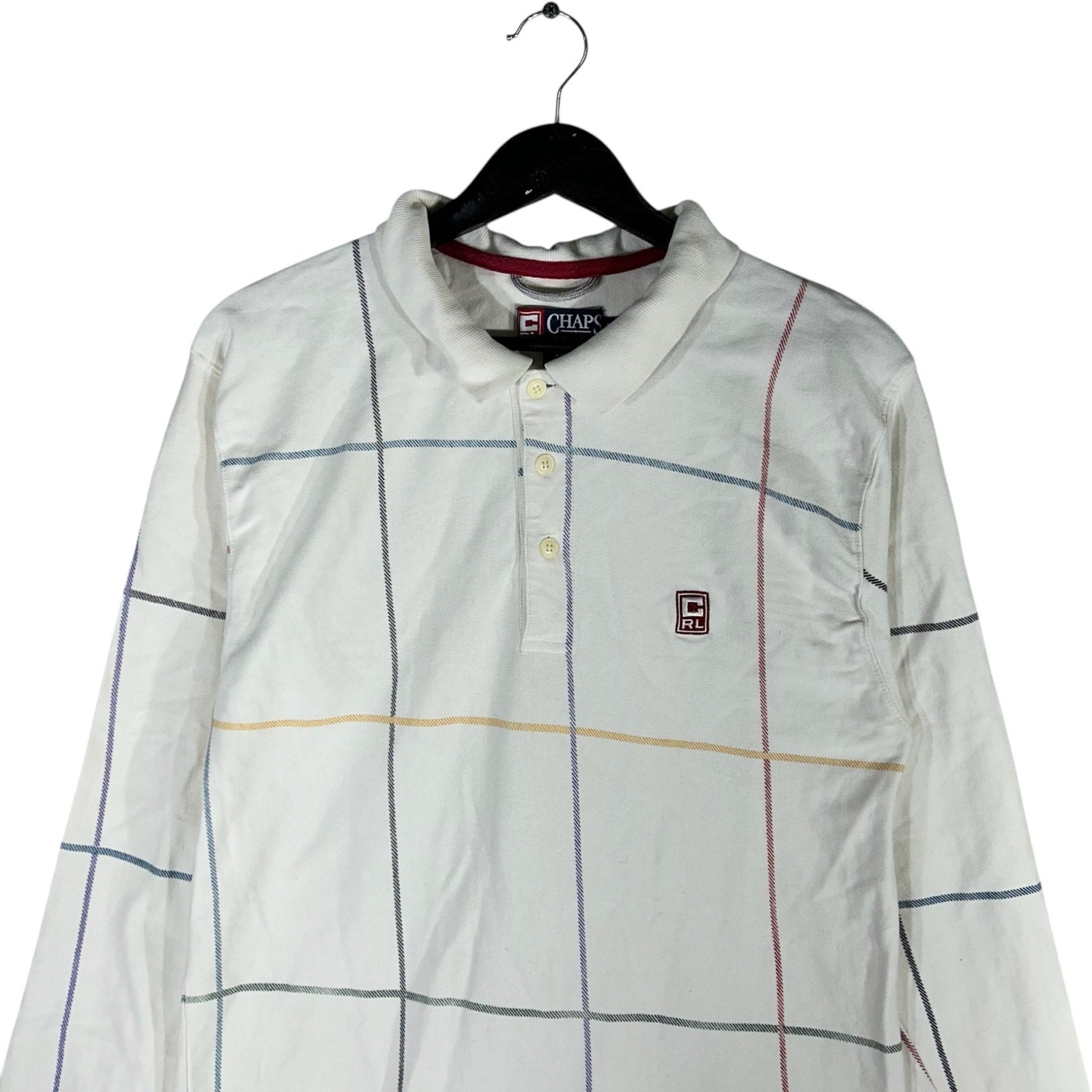 Collection of Chaps Ralph Lauren Checkered Long Sleeve Rugby Polo in a gallery layout