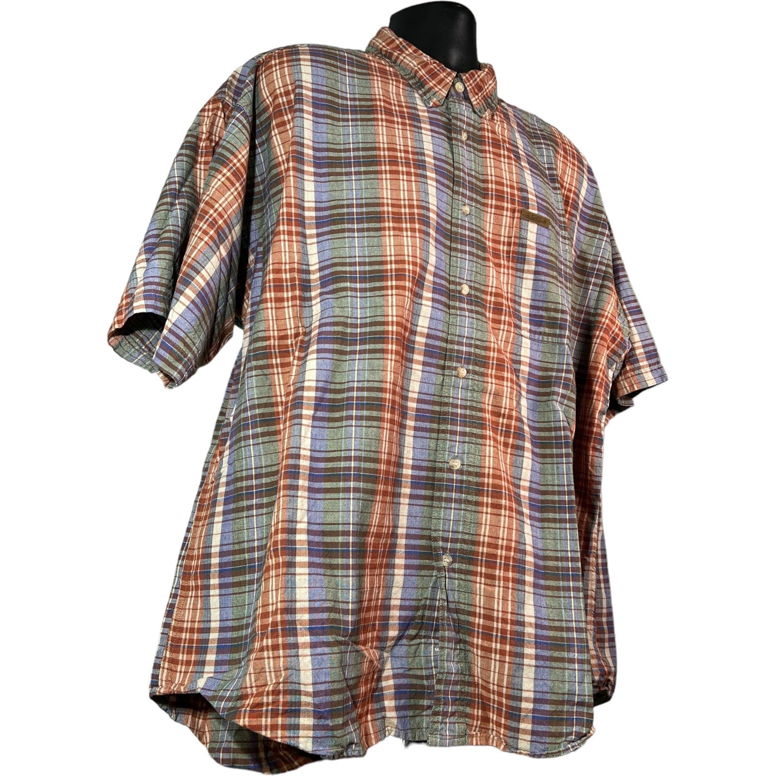 Collection of Woolrich Plaid Short Sleeve Button Down in a gallery layout