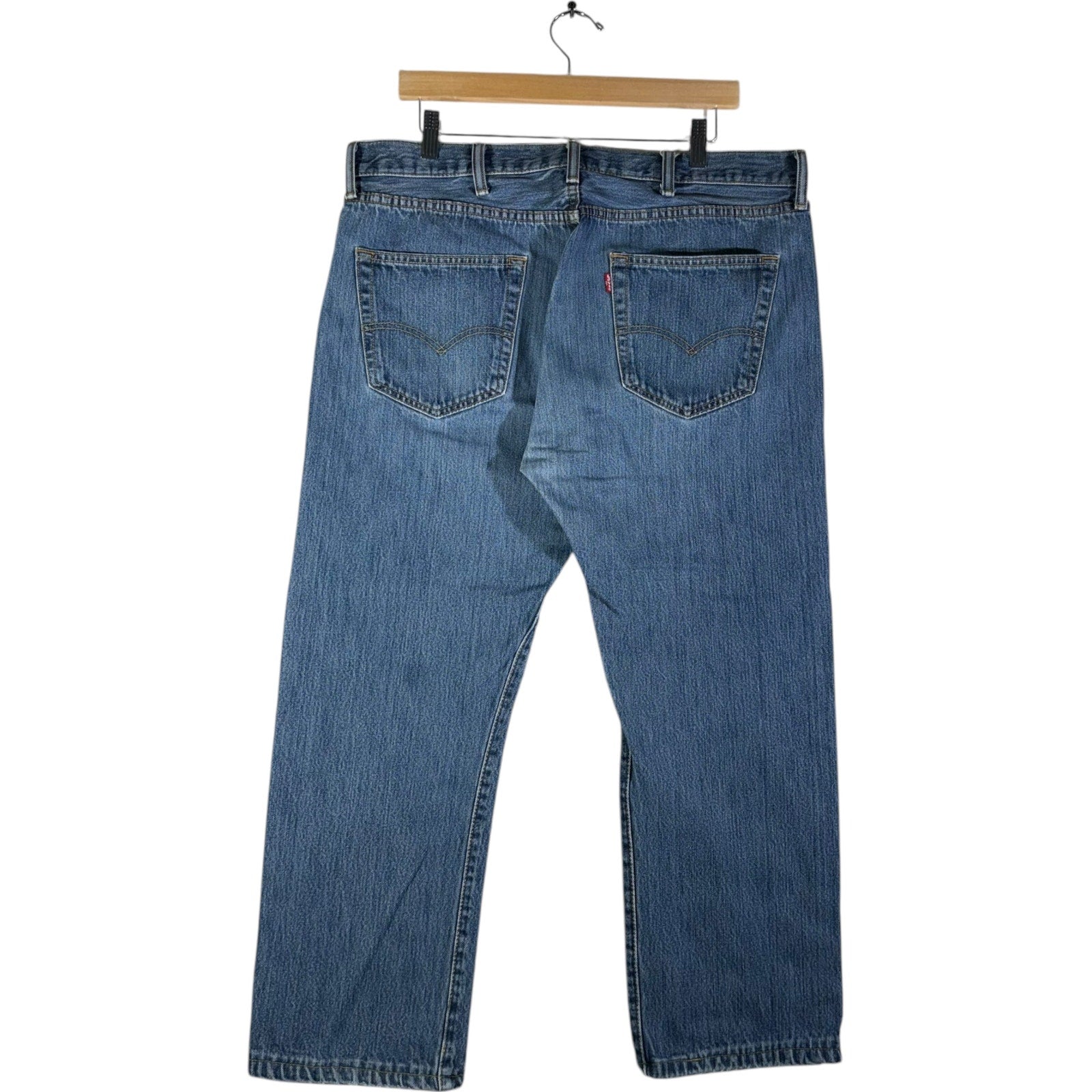 Collection of Levi Strauss Red Tab Denim Straight Leg Jeans 38x27 in a gallery layout