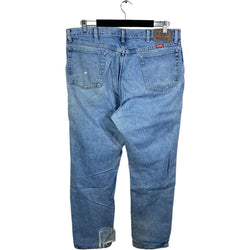 Collection of Wrangler Zip Fly Distressed Straight Leg Denim Pants in a gallery layout