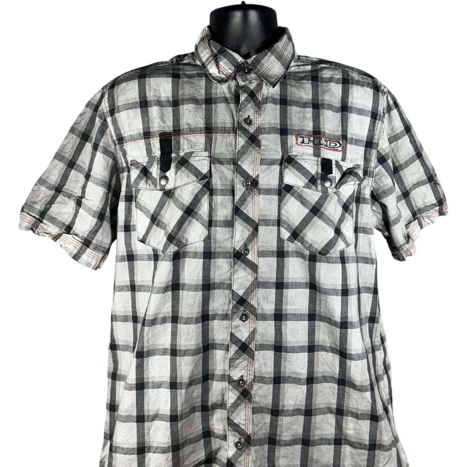 Collection of Harley Davidson Plaid Short Sleeve Button Up in a gallery layout