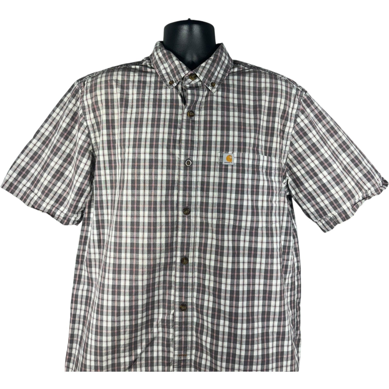 Collection of Carhartt Plaid Short Sleeve Button Up Shirt in a gallery layout