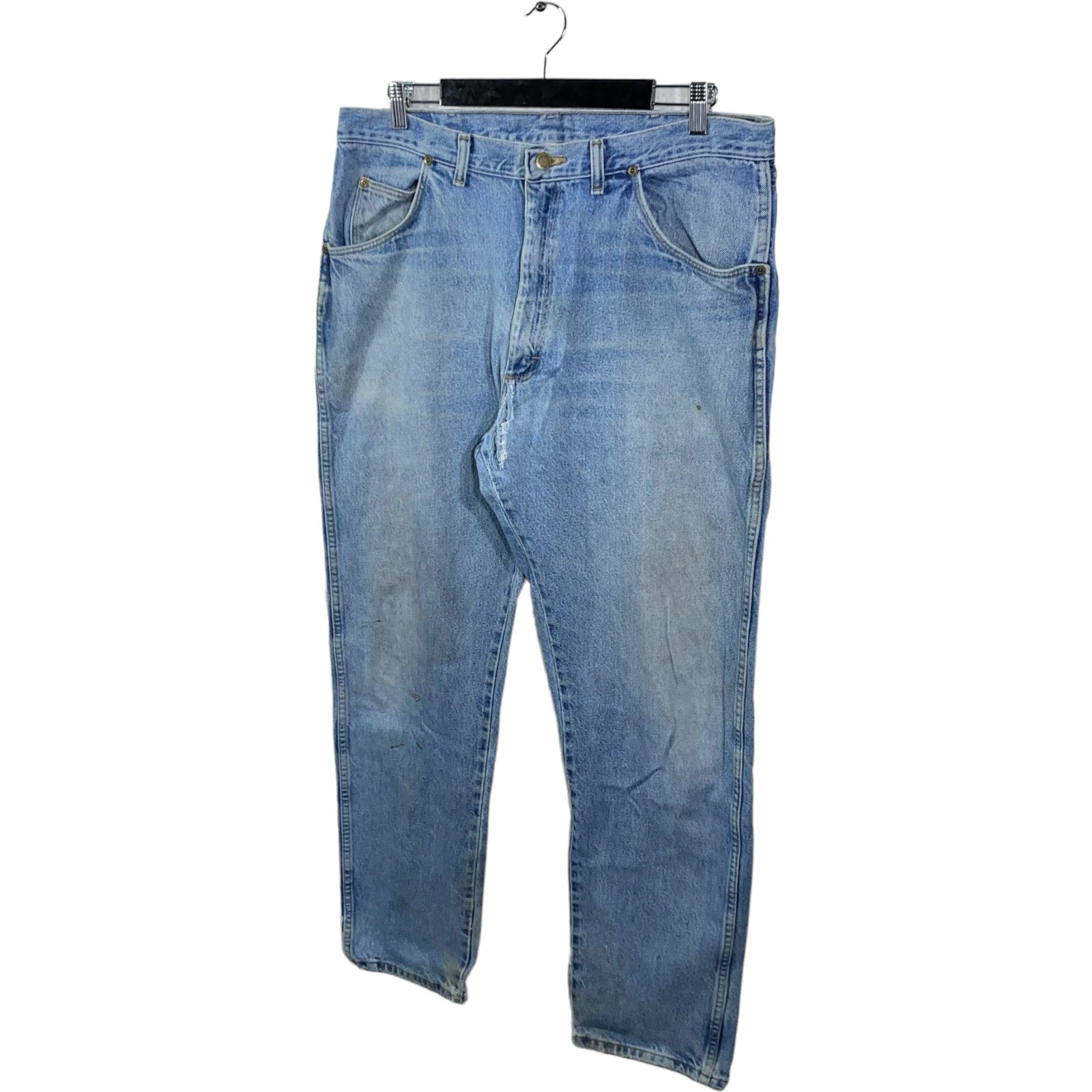 Collection of Wrangler Zip Fly Distressed Straight Leg Denim Pants in a gallery layout