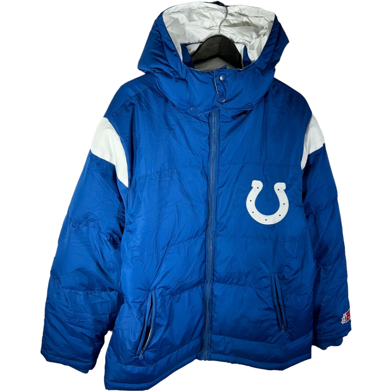 Collection of NFL Indianapolis Colts Full Zip Puffer Hooded Jacket in a gallery layout