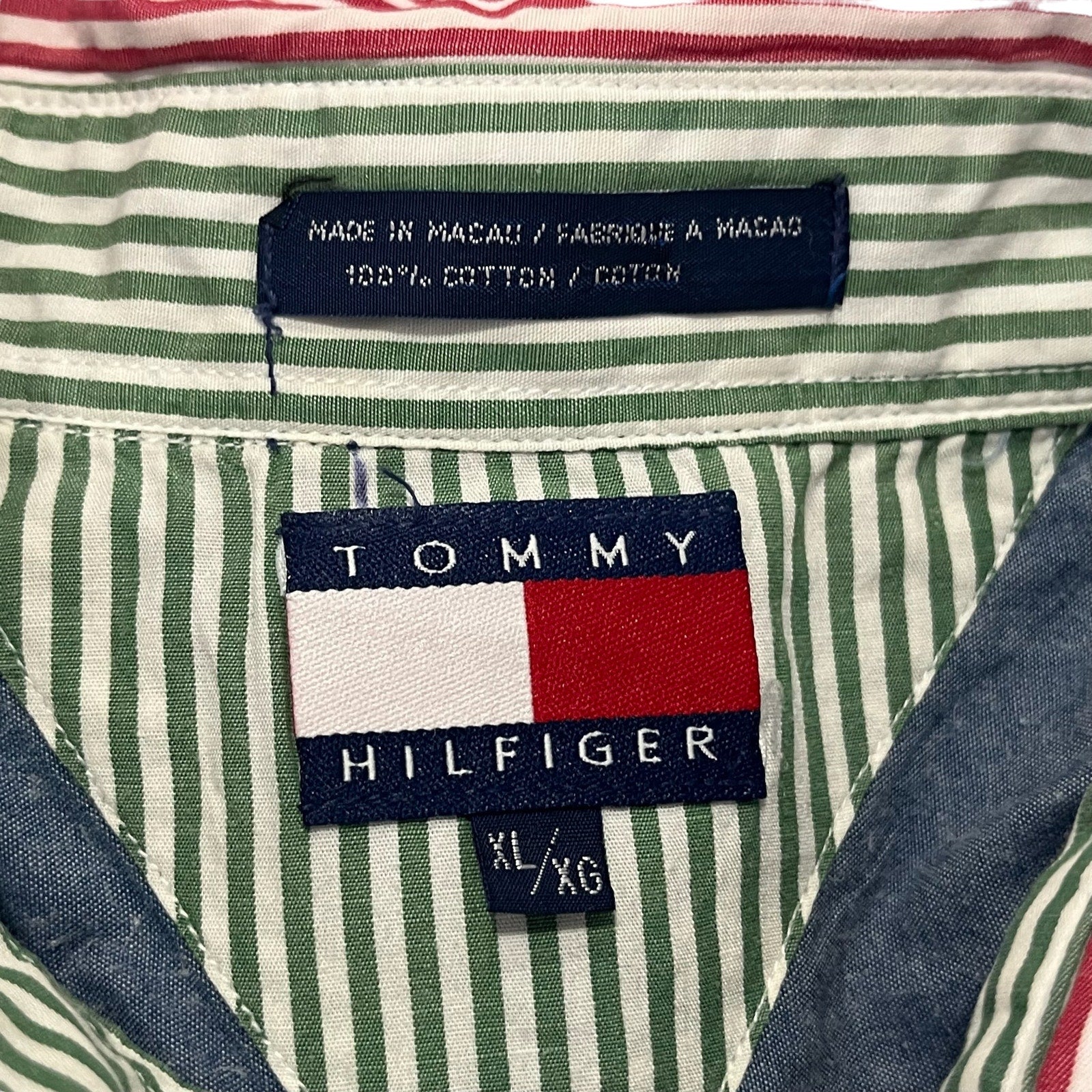 Collection of Tommy Hilfiger Striped Collar & Buttons Long Sleeve Button Down in a gallery layout