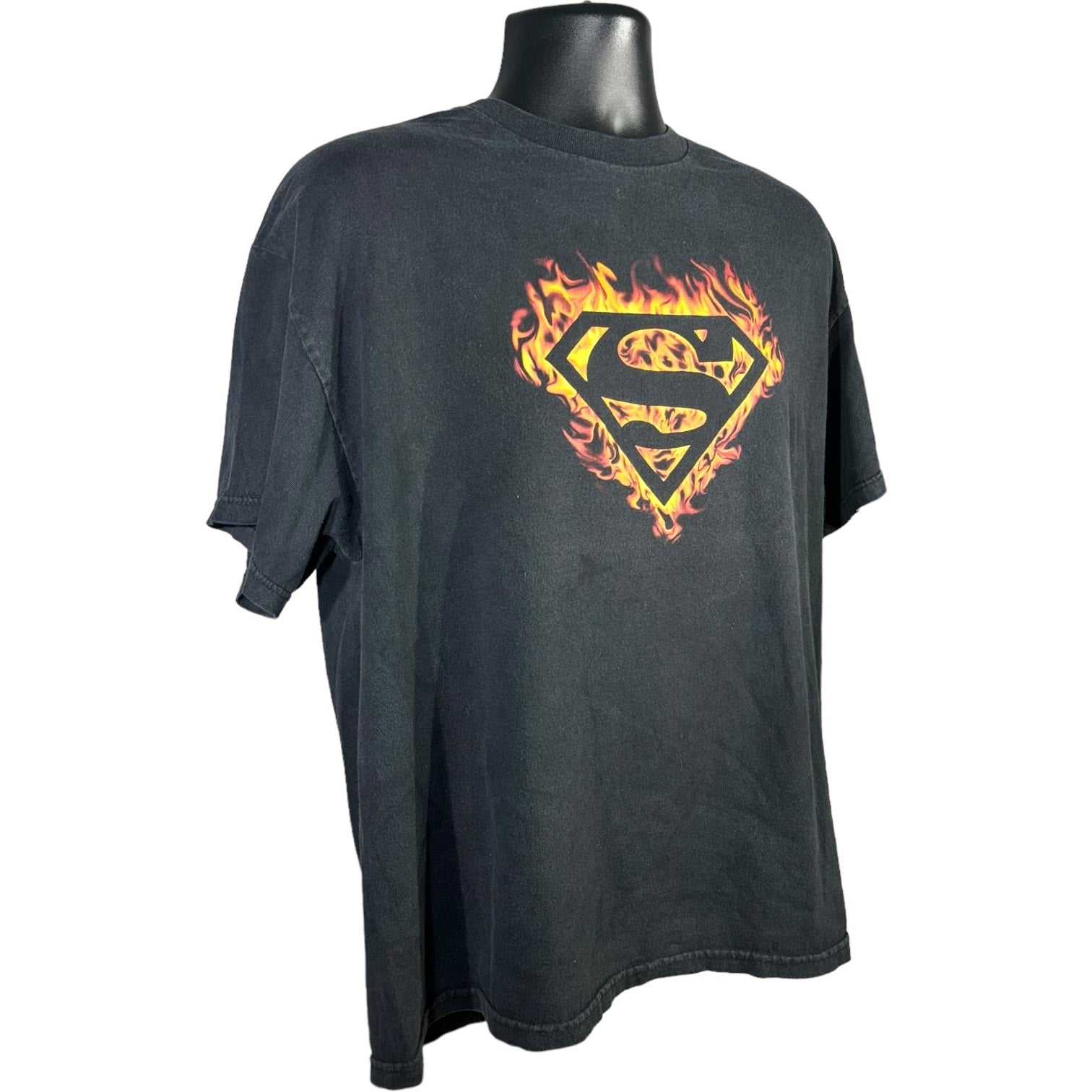 Collection of Vintage Superman Flaming Chest Logo Tee in a gallery layout