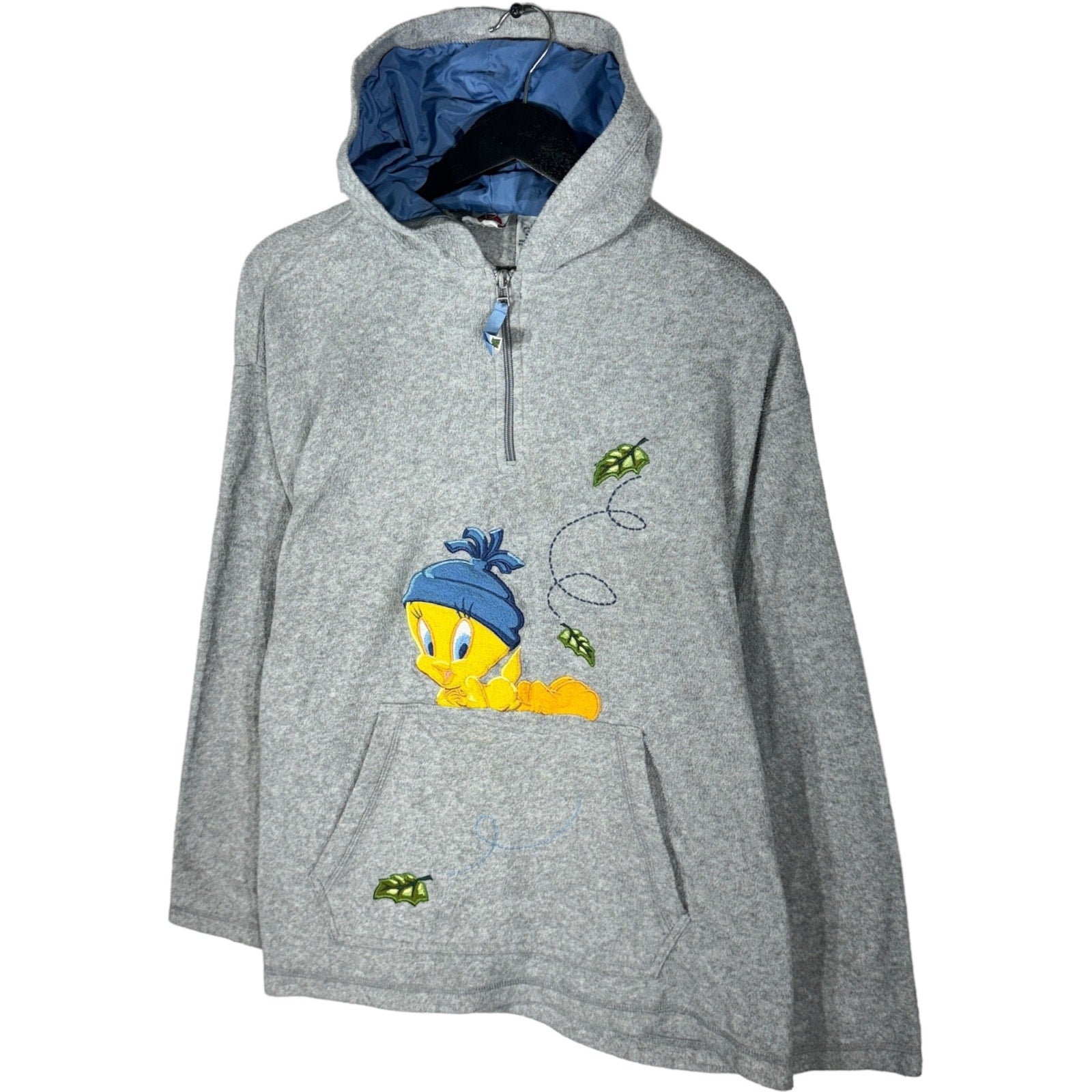 Collection of Vintage Looney Tunes Tweety Bird 1/4 Zip Hoodie in a gallery layout