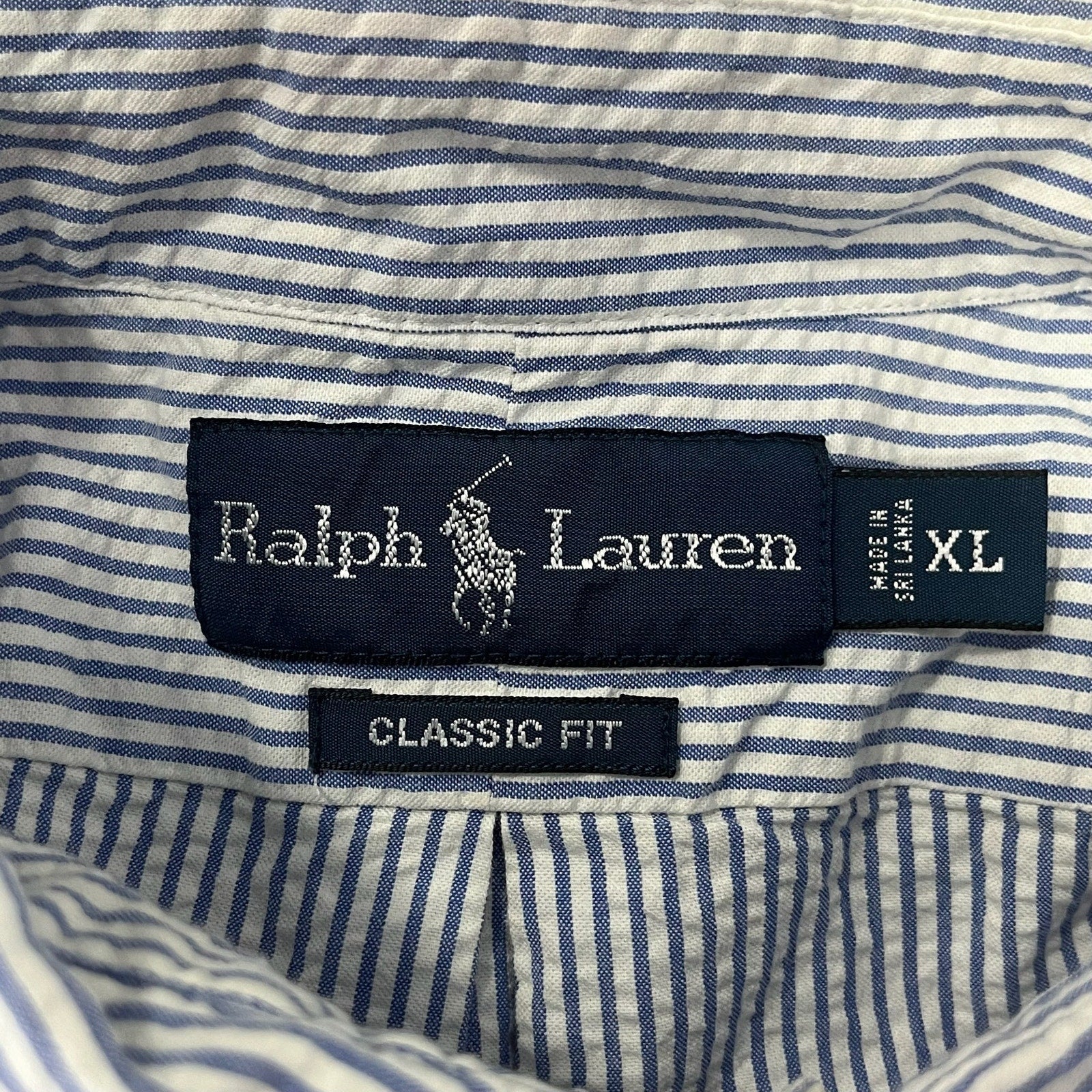 Collection of Ralph Lauren Classic Fit Short Sleeve Stripe Button Down in a gallery layout