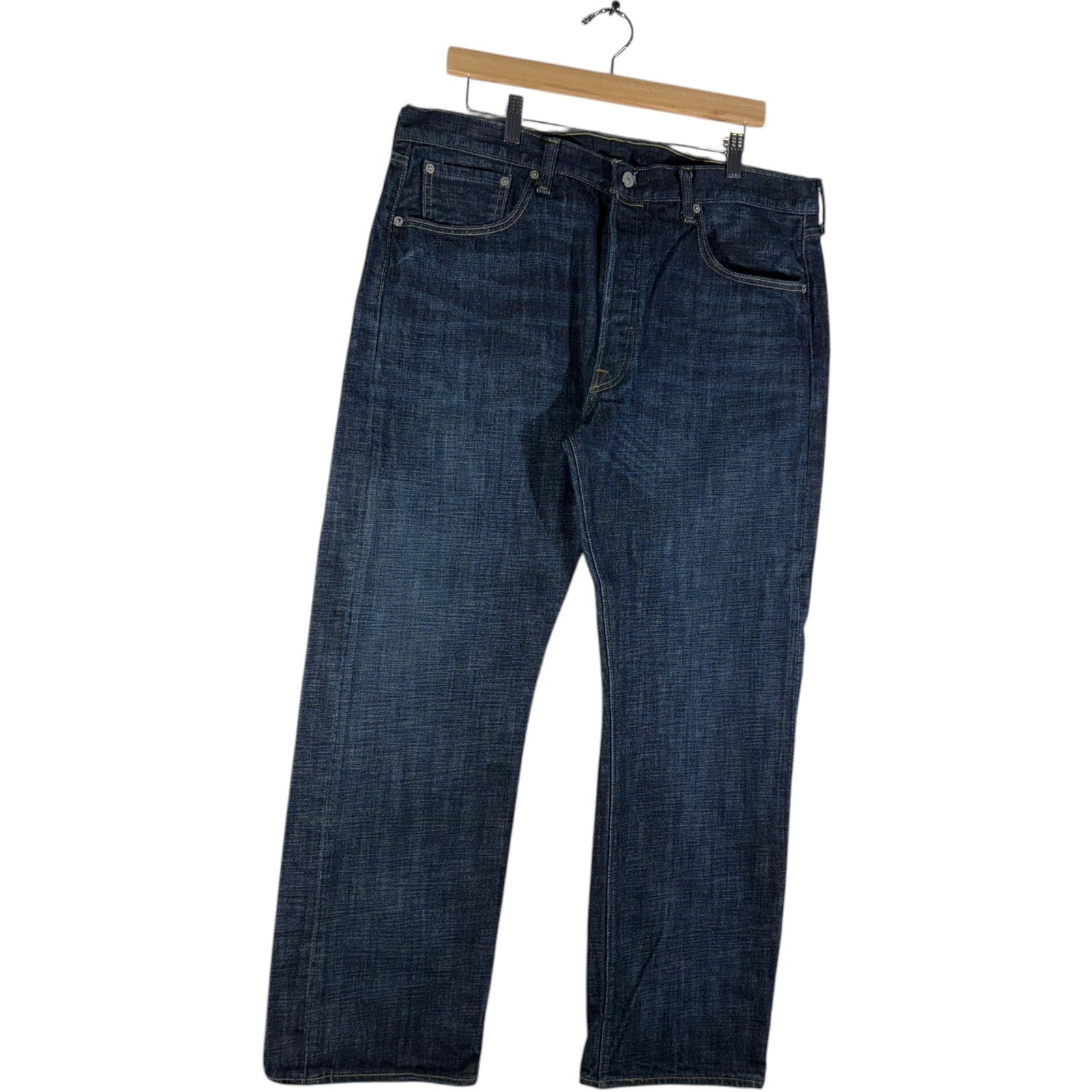 Collection of Levi Red Tab 501 Dark Wash Denim Straight Leg Jeans 38x30 in a gallery layout