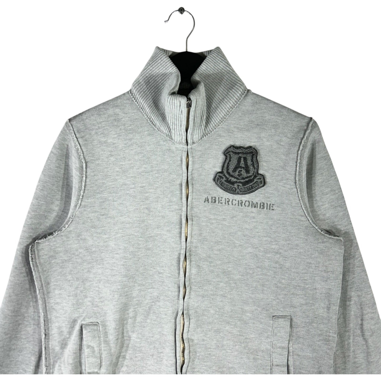 Collection of Abercrombie & Fitch Patch Logo Full Zip Sweater in a gallery layout