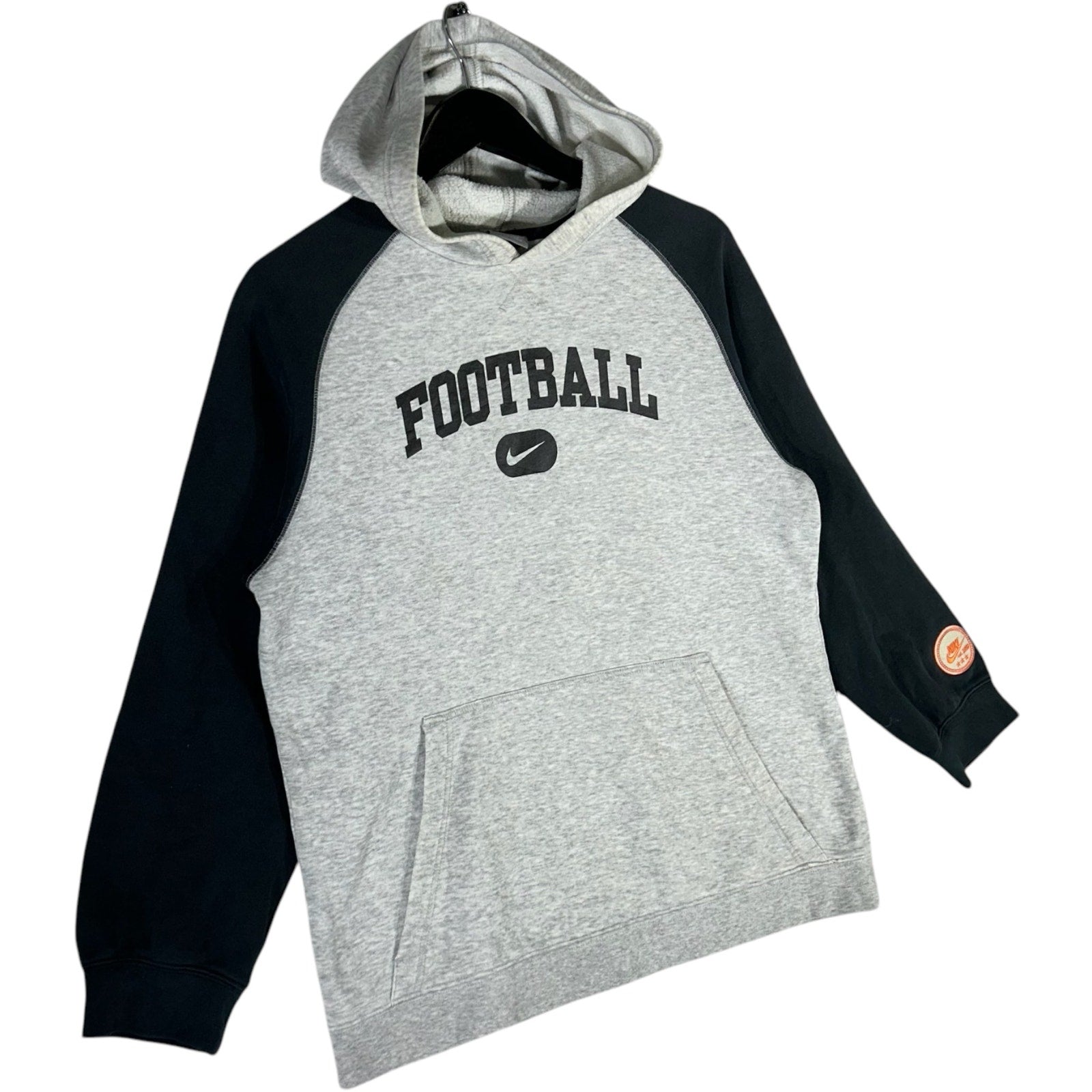 Collection of Youth Nike Football Arc Spell Out Center Swoosh Hoodie in a gallery layout