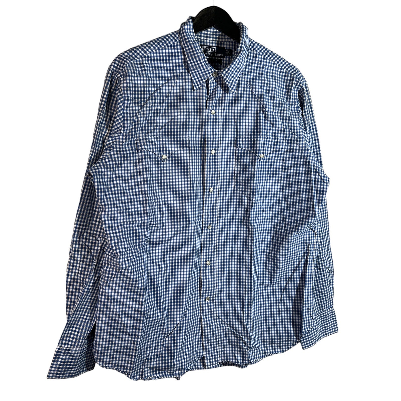 Collection of Polo Ralph Lauren Western Checkered Long Sleeve Button Down Dress Shirt in a gallery layout