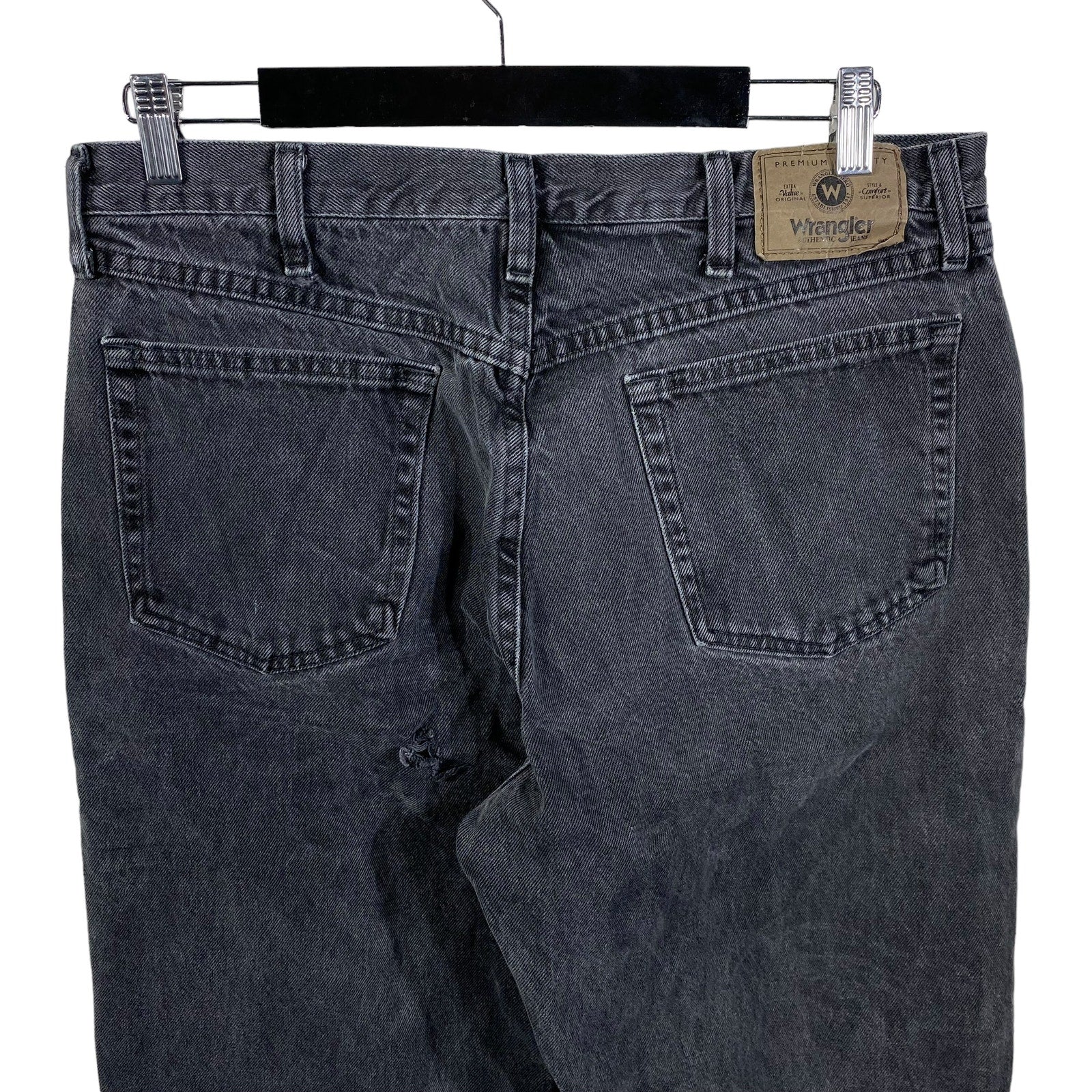 Collection of Wrangler Distressed Zip Fly Straight Leg Pants in a gallery layout