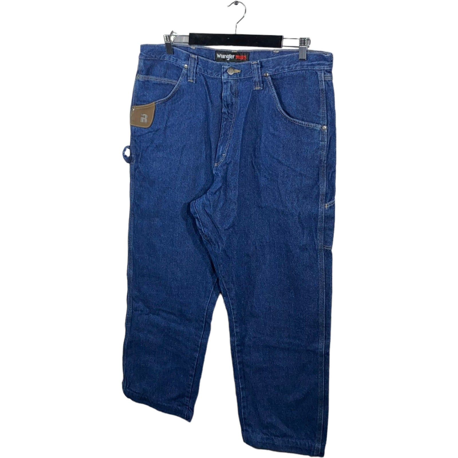 Collection of Wrangler Rigs Workwear Zip Fly Carpenter Straight Leg Denim Pants in a gallery layout