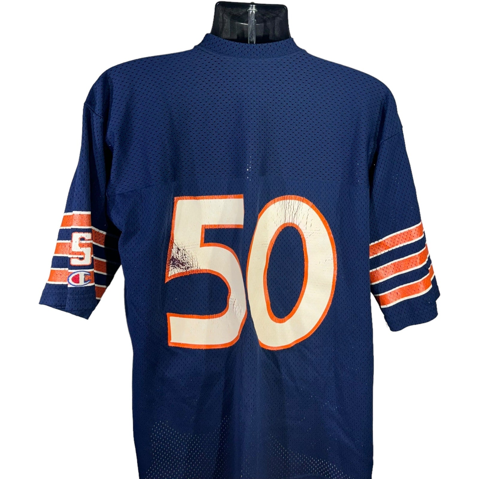 Collection of Vintage Champion NFL Chicago Bears Mike Singletary 50 Jersey in a gallery layout