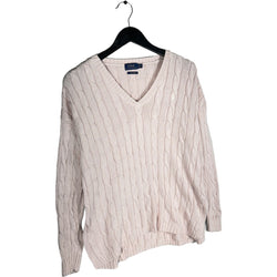 Collection of Polo Ralph Lauren Pullover V-Neck Cable Knit Sweater in a gallery layout