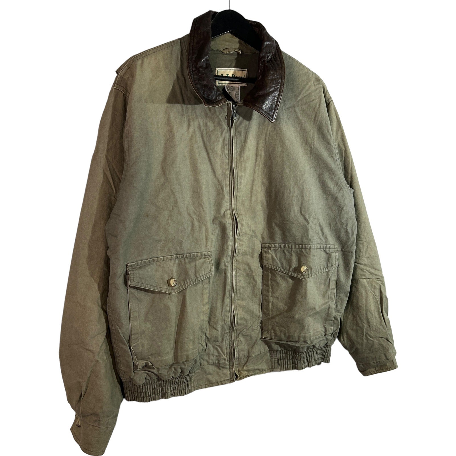 Collection of L.L.Bean Leather Collar Cotton Full Zip Jacket in a gallery layout