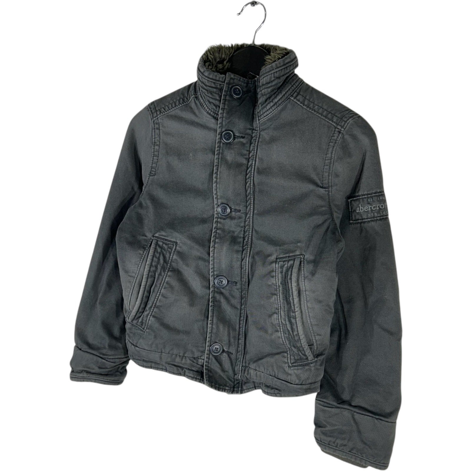 Collection of Women's Abercrombie Fur Lining Button-up Jacket in a gallery layout