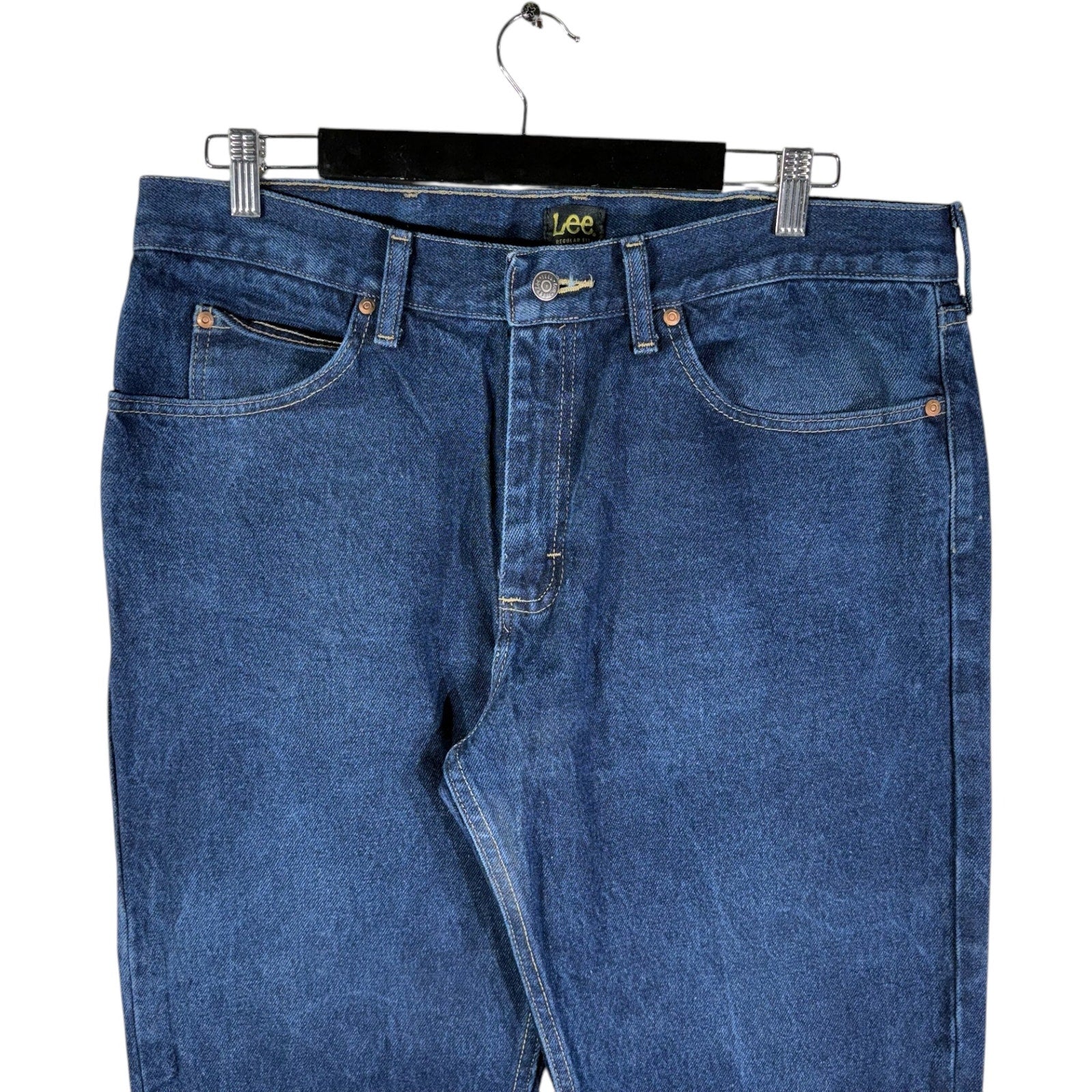 Collection of Lee Regular Fit Denim Straight Leg Jeans 38x35 in a gallery layout