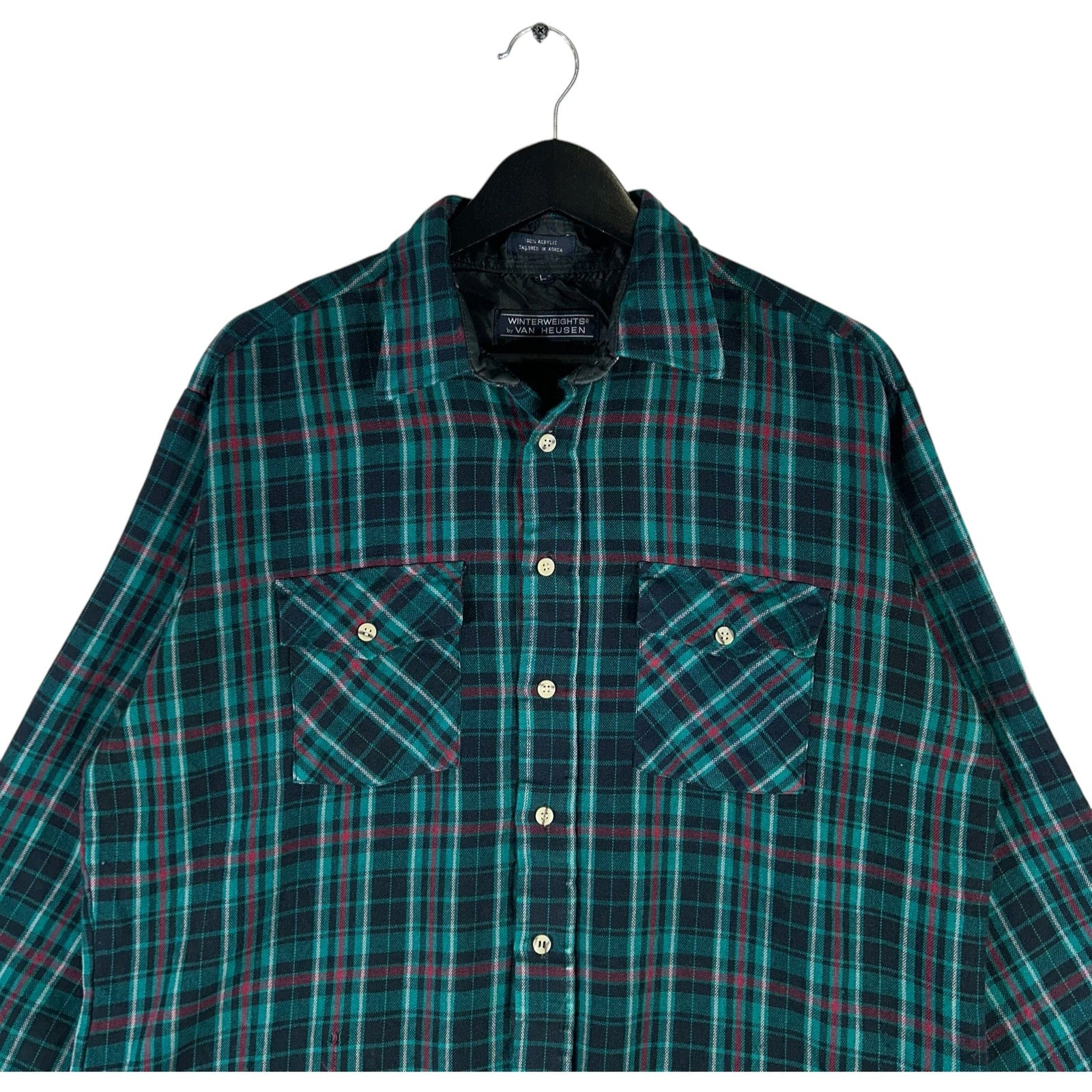 Collection of Van Heusen Winterweights Plaid Button-Up Flannel in a gallery layout