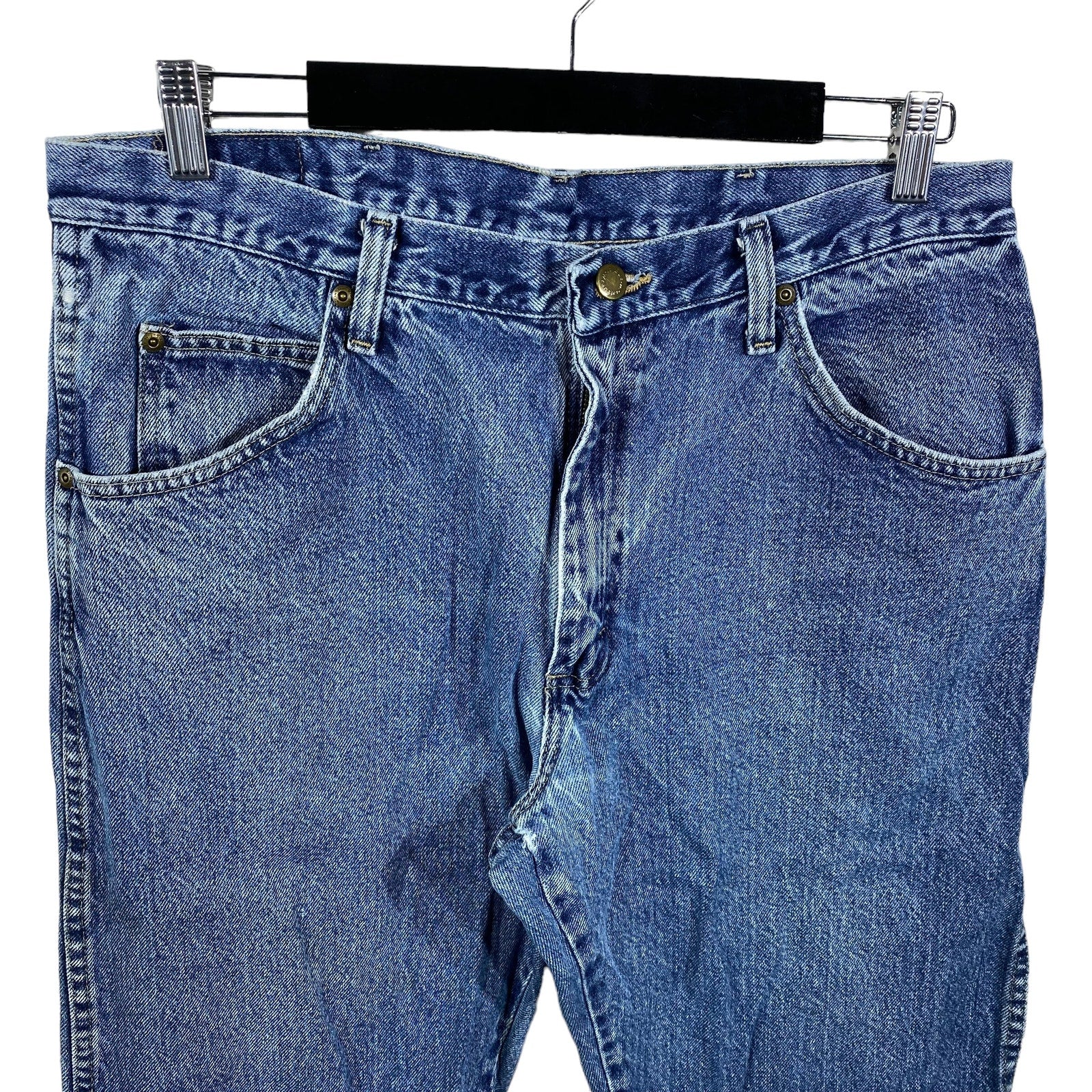 Collection of Wrangler Denim Straight Leg Jeans 36x29 in a gallery layout