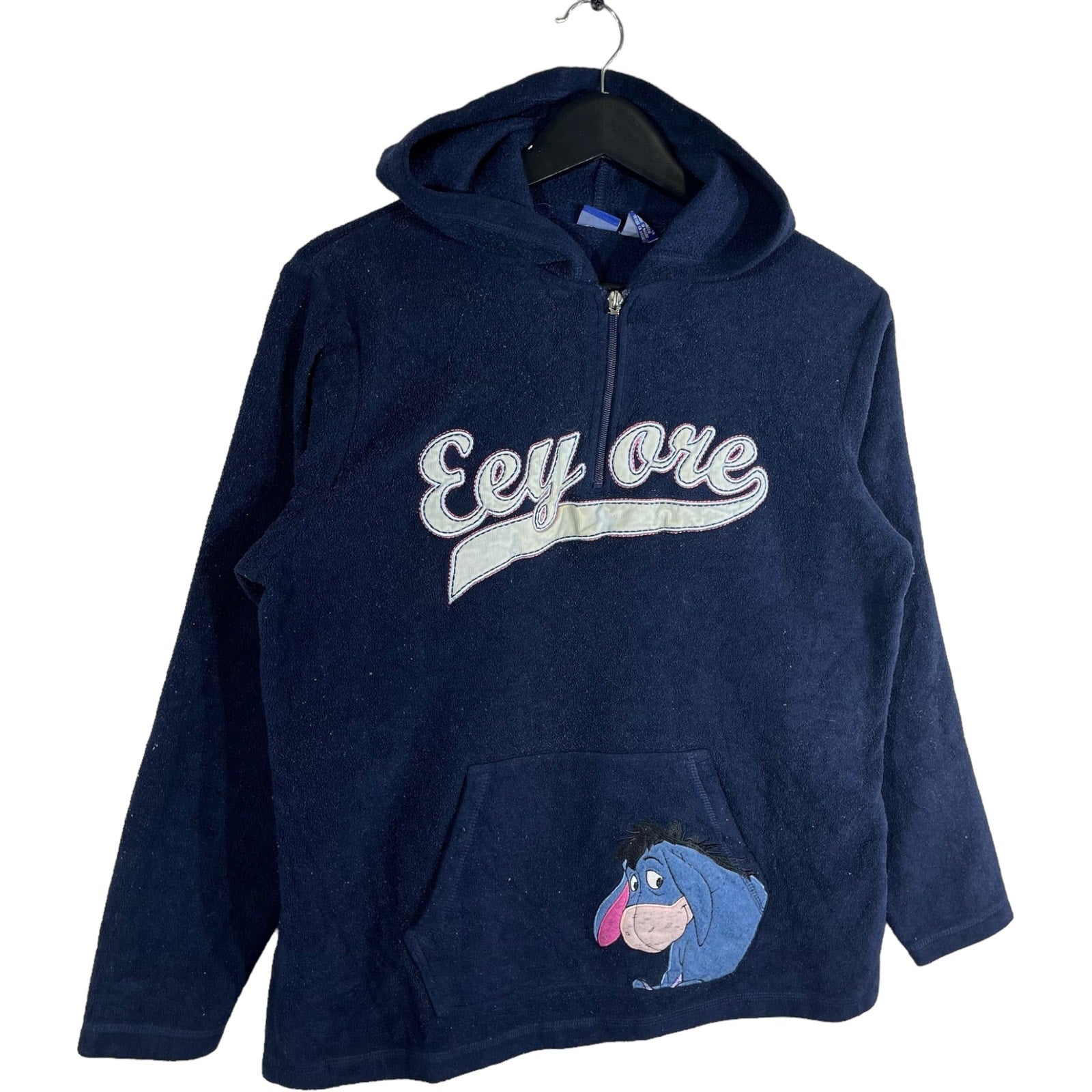 Collection of Vintage Disney Eeyore 1/4 Zip Fleece Hoodie in a gallery layout