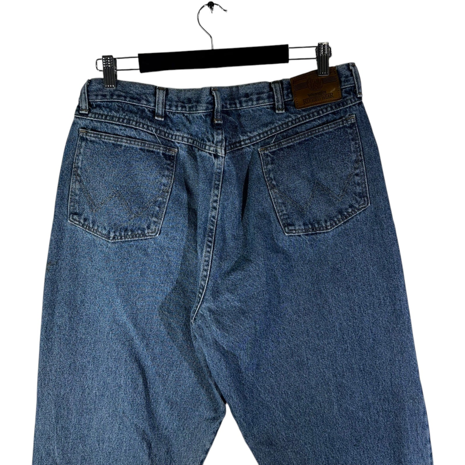 Collection of Vintage Wrangler Duck Hunting Denim Straight Leg Jeans 34x29 in a gallery layout