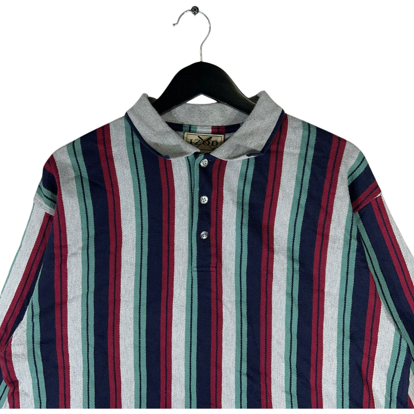Collection of IZOD Striped Long Sleeve Rugby Polo in a gallery layout
