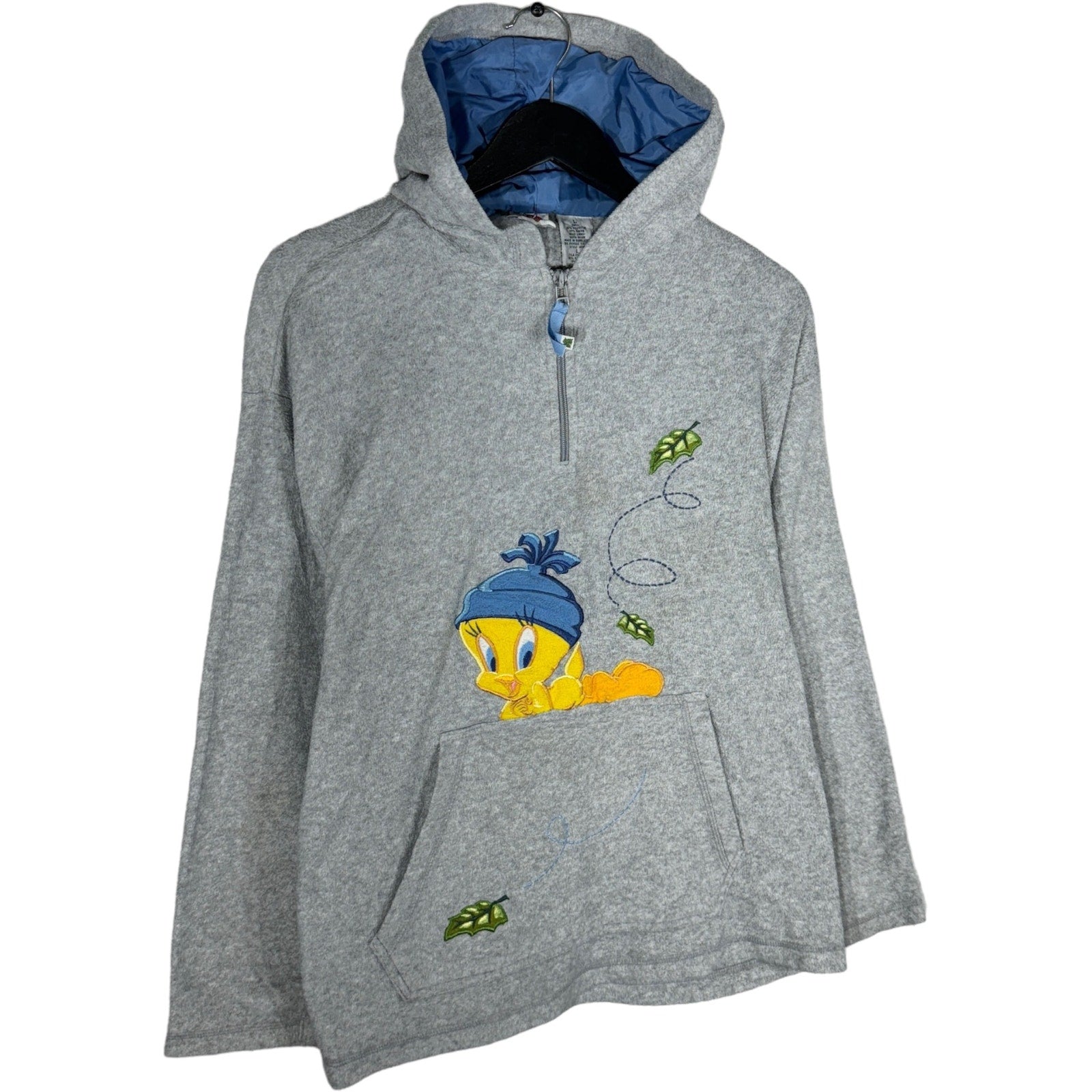 Collection of Vintage Looney Tunes Tweety Bird 1/4 Zip Hoodie in a gallery layout