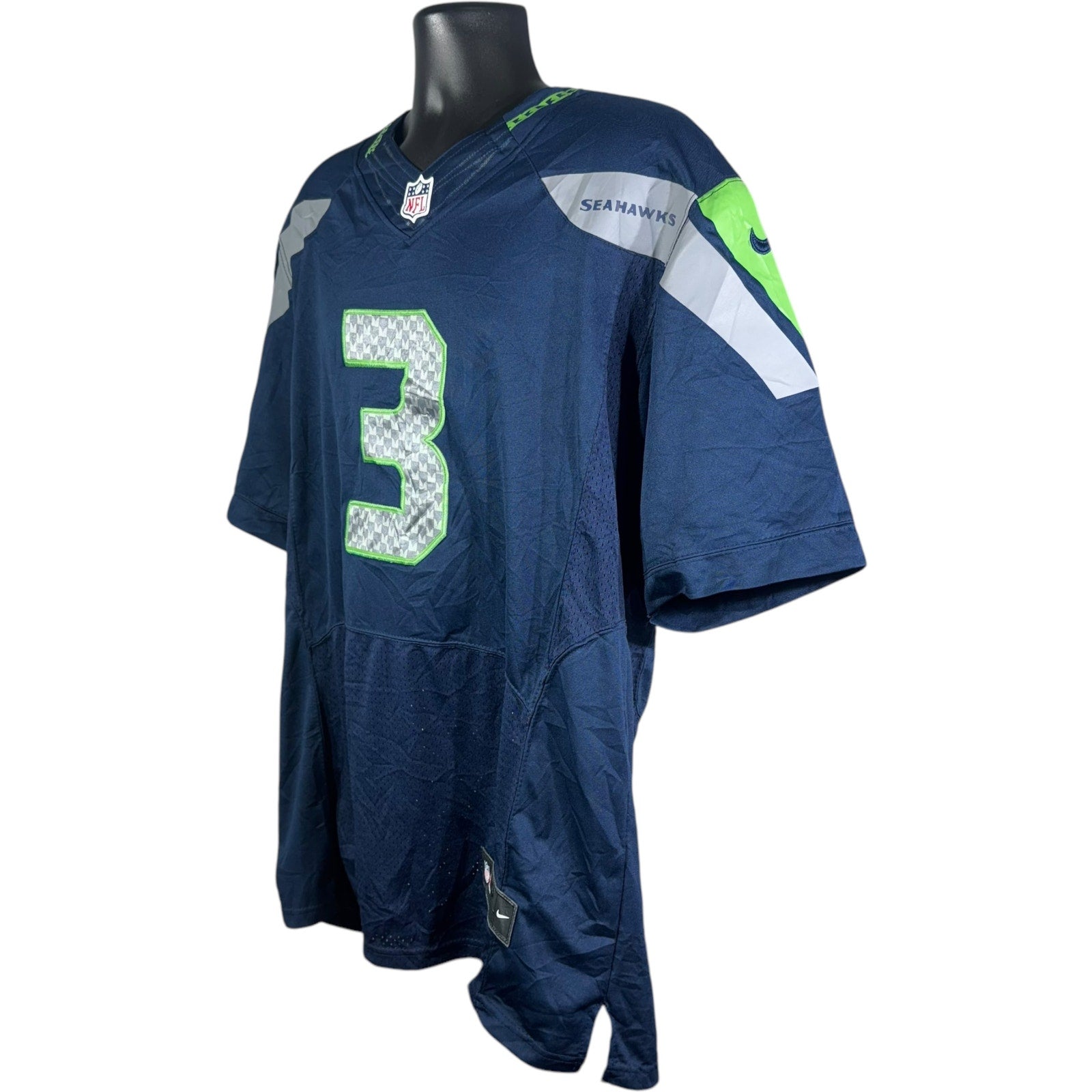 Collection of Nike Seattle Seahawks #3 Russell Wilson NFL Jersey in a gallery layout